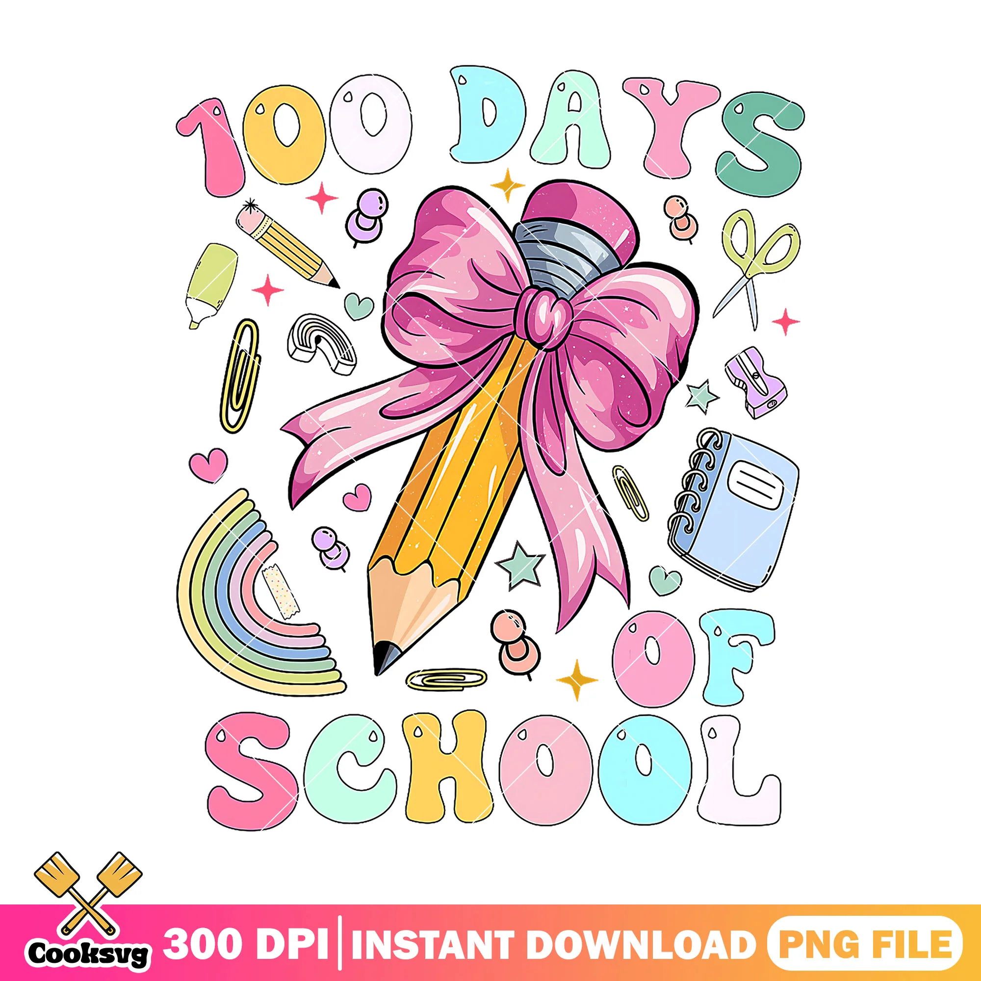 Pencil and bow design png, big pencil png, back to school supply png