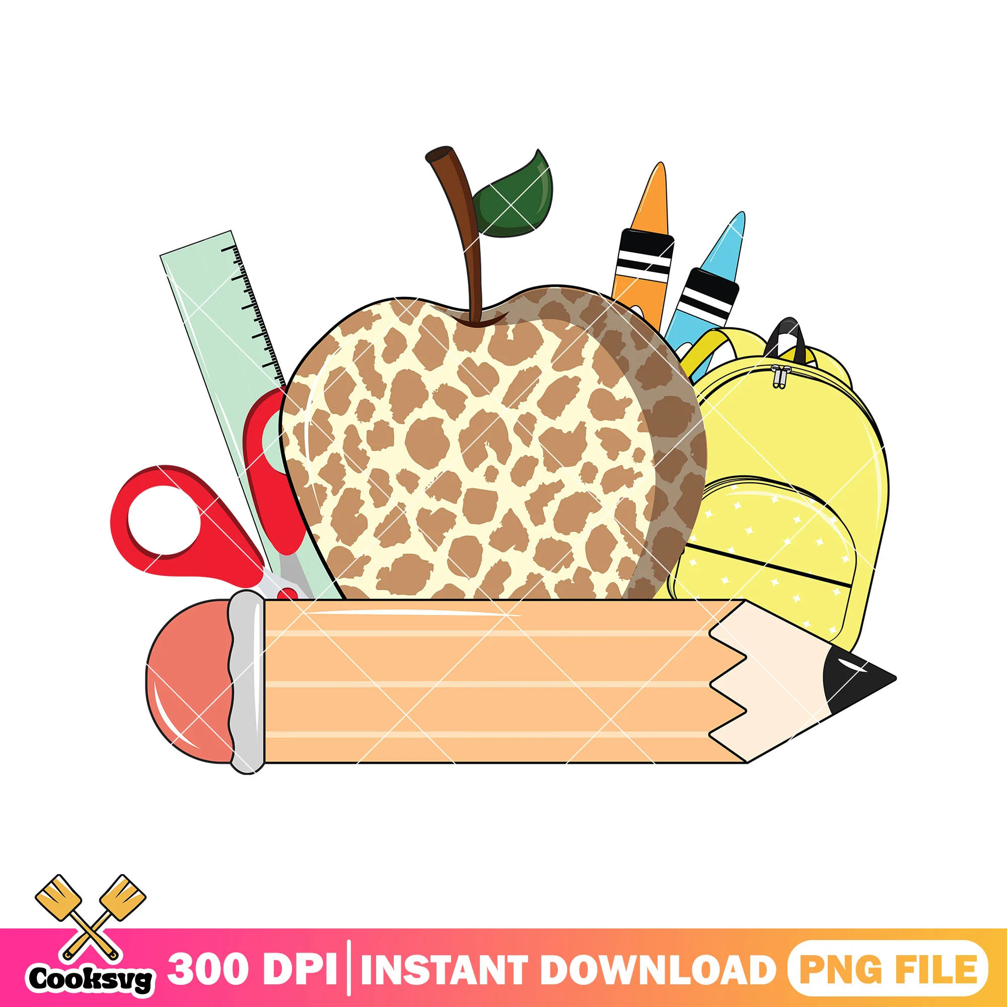 Pencil big file design png, back to school day png, school items png