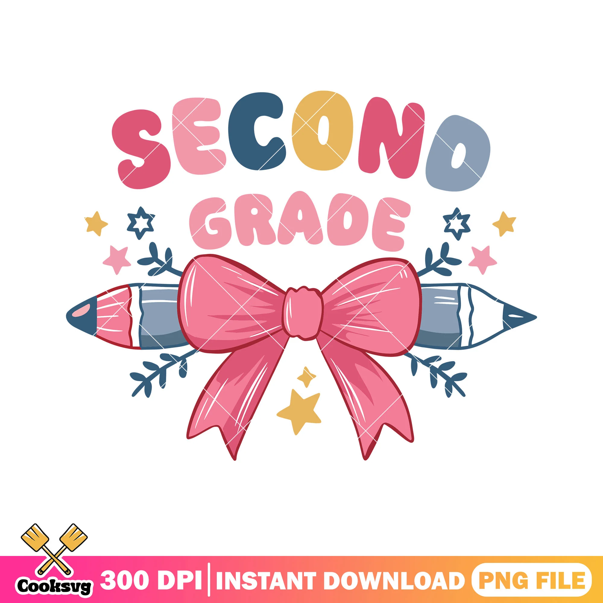 Pencil bow second grade png, cute bow png, back to school art png