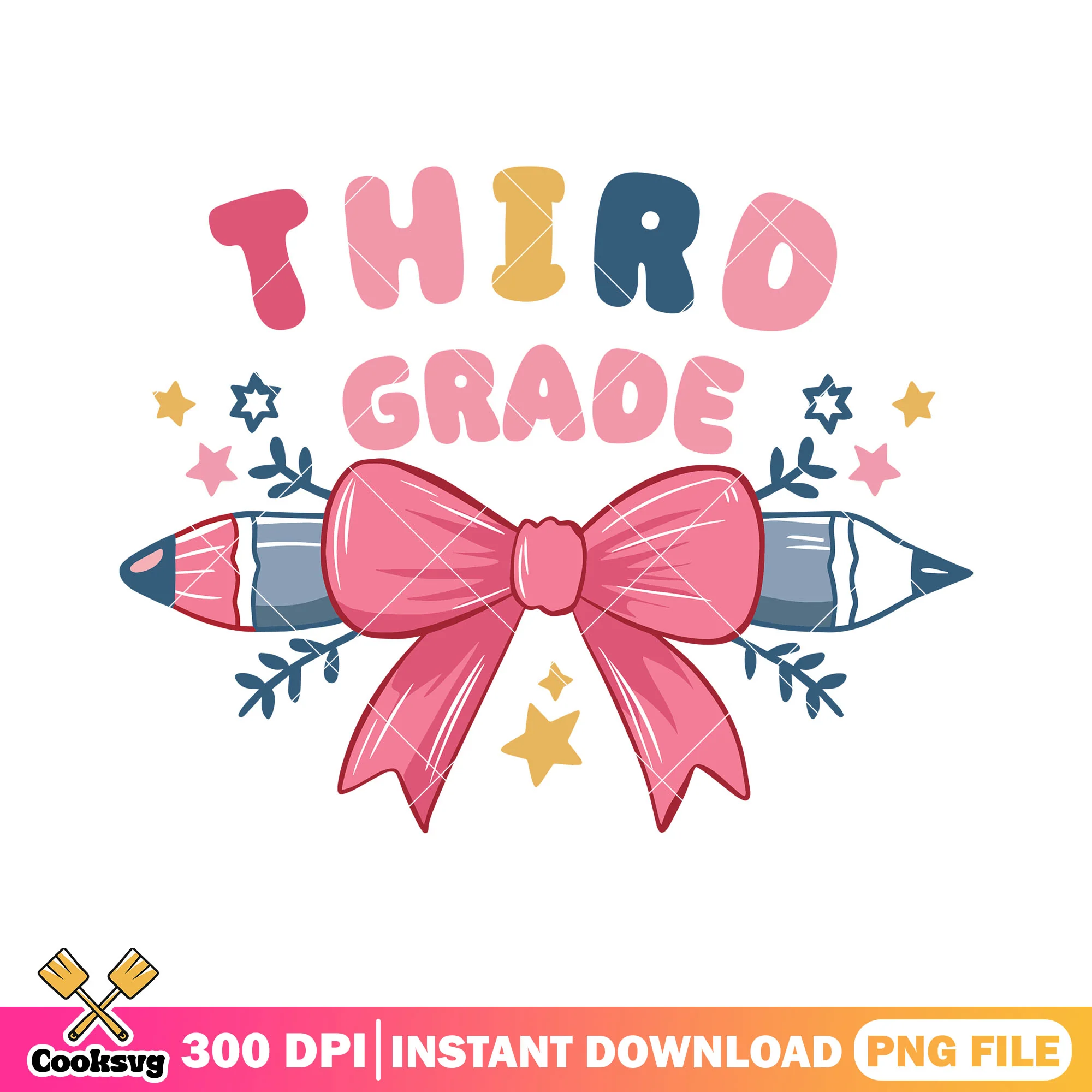 Pencil bow third grade png, bow pink png, back to school art png