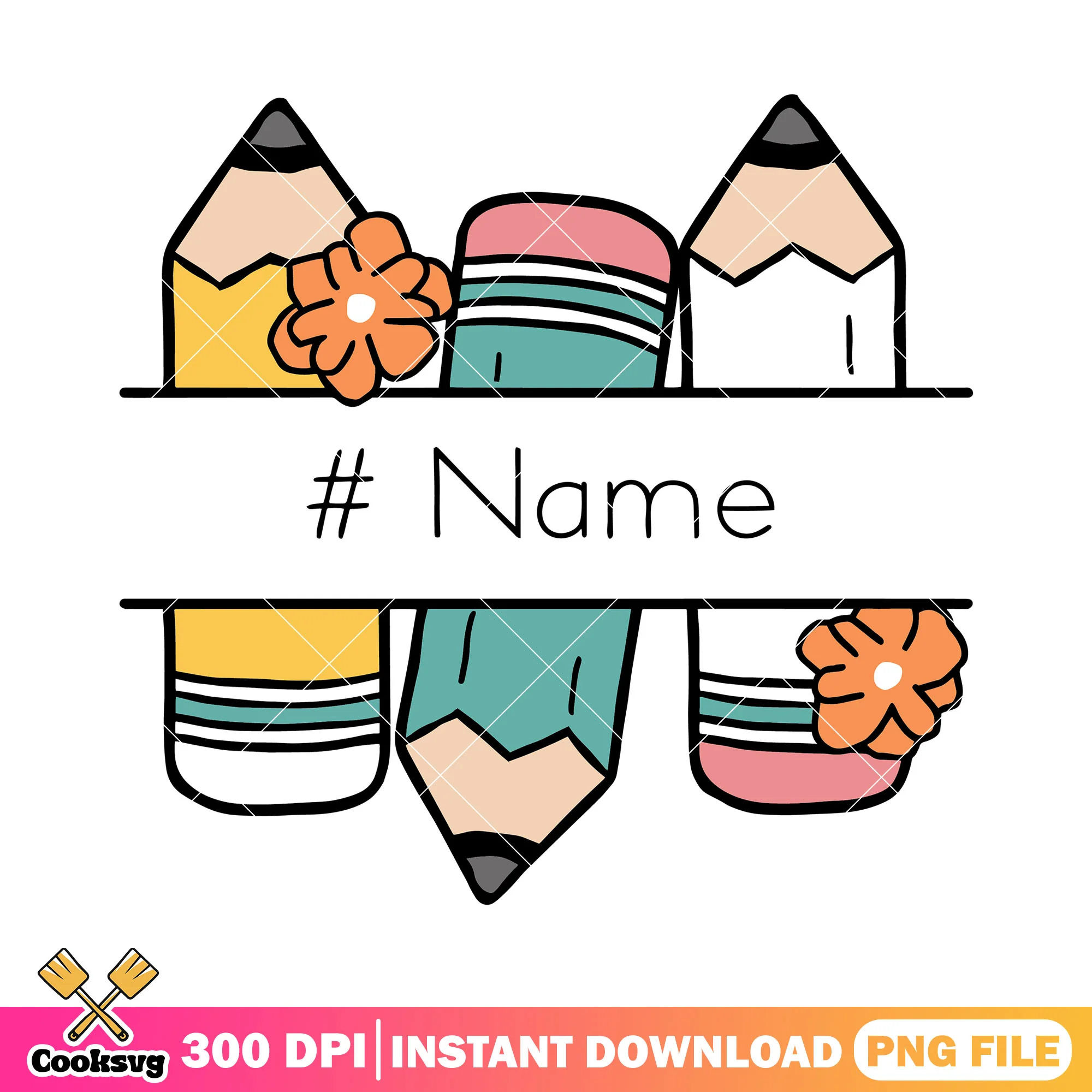 Pencil name design png, pencils art png, back to school logo png