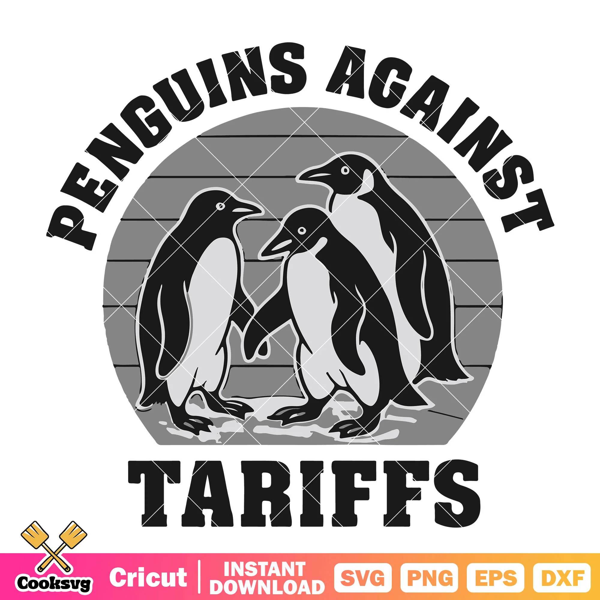 Penguins againt tariffs file svg, trump tariffs svg, trump tariffs 2025 svg
