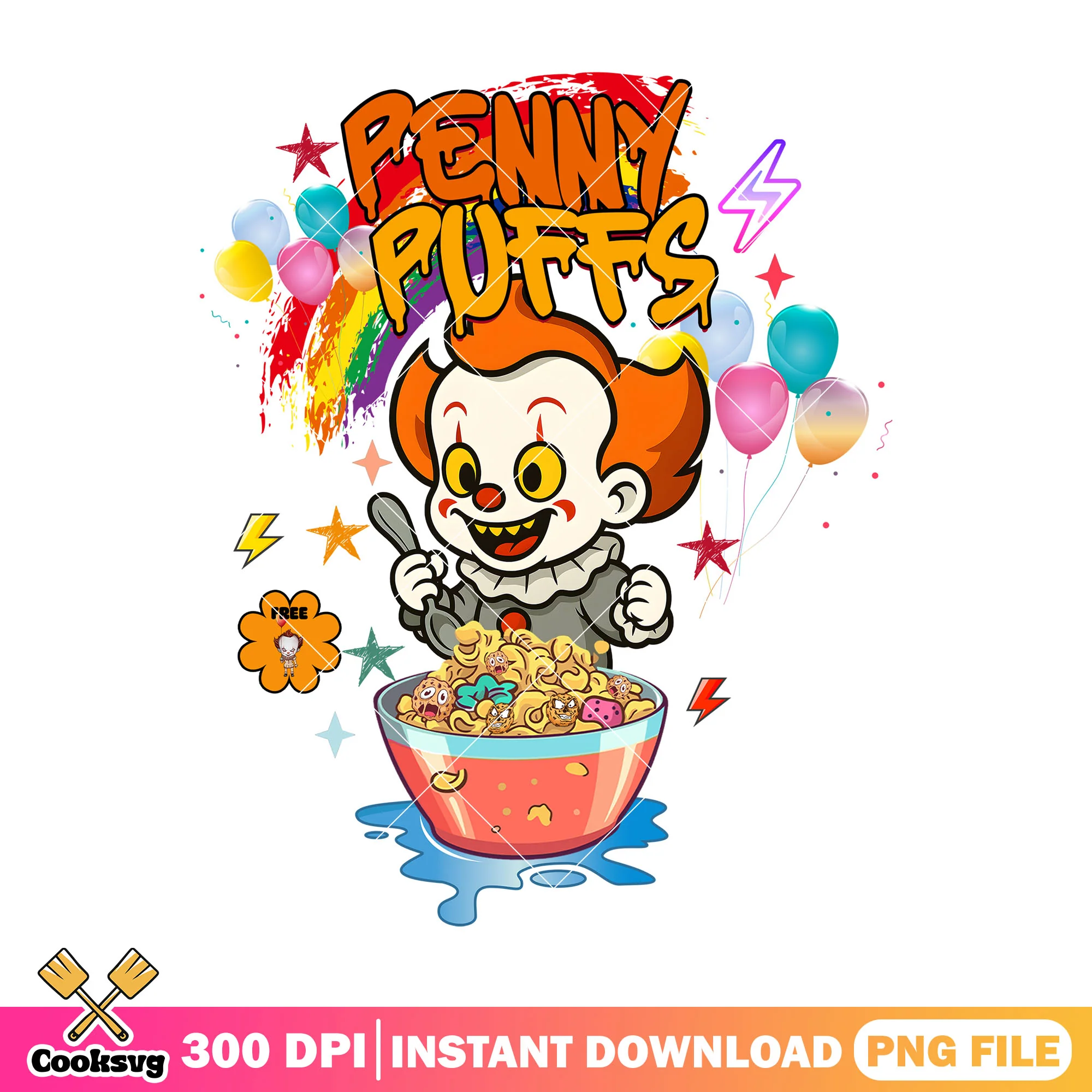 Penny puffs chibi halloween png, penny wise png, horror killer png