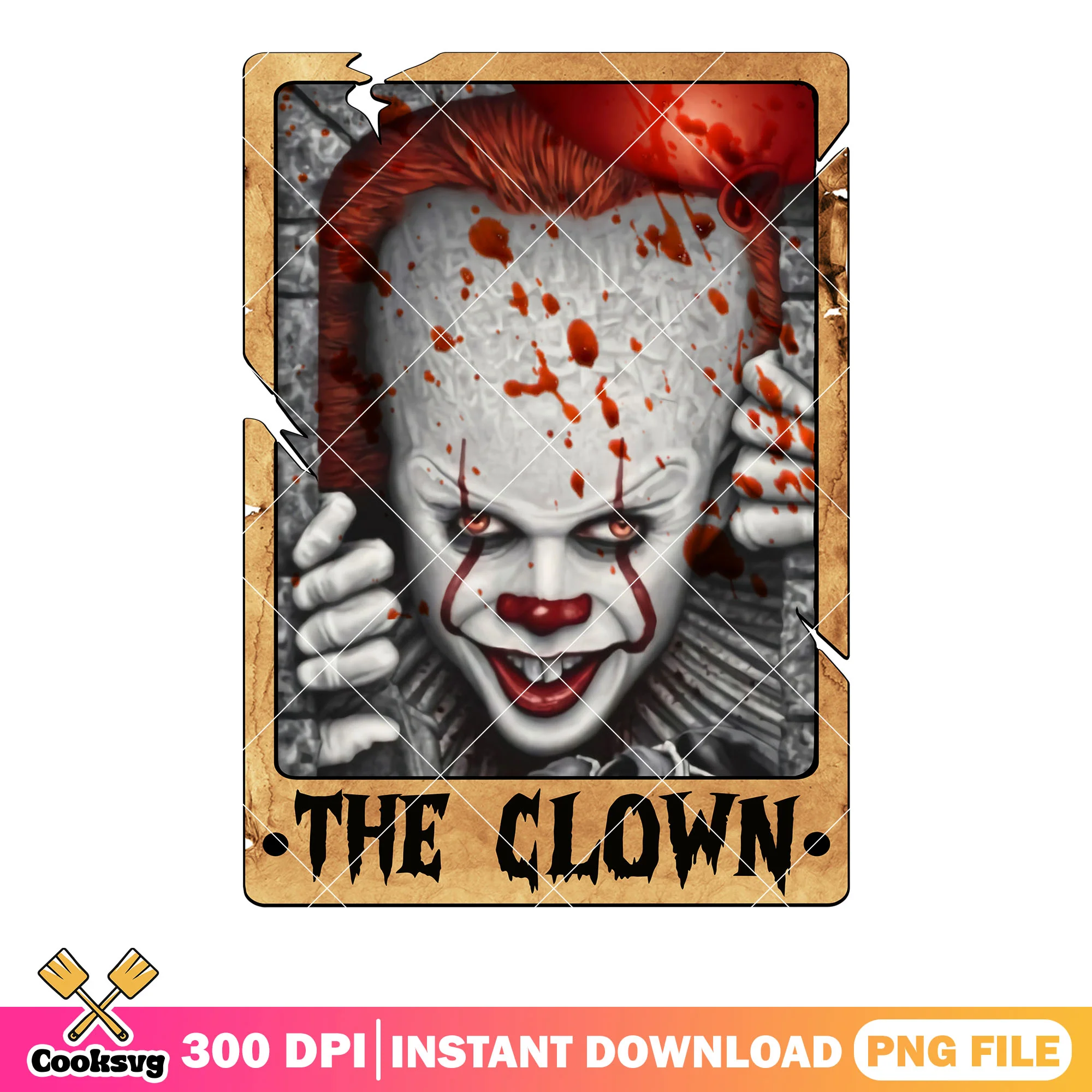 Penny wise creepy clown png, huge forehead png, scary halloween png