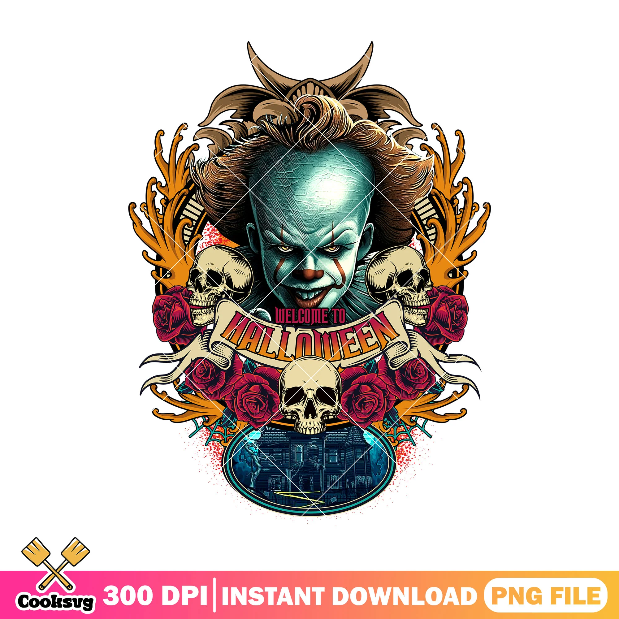 Penny wise image design png, halloween decor png, horror movie png