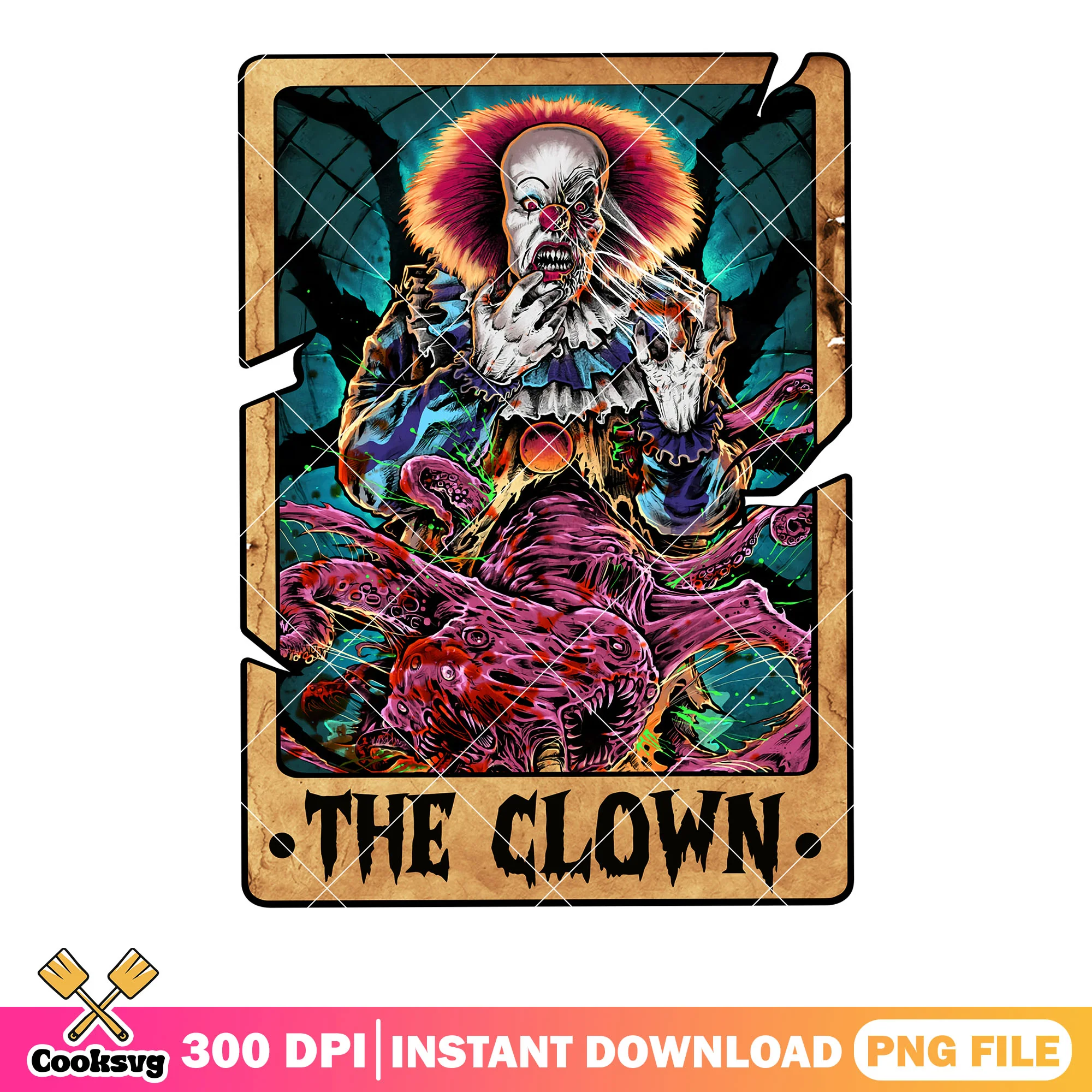 Penny wise the monster png, it clown horror movie png, scary halloween png