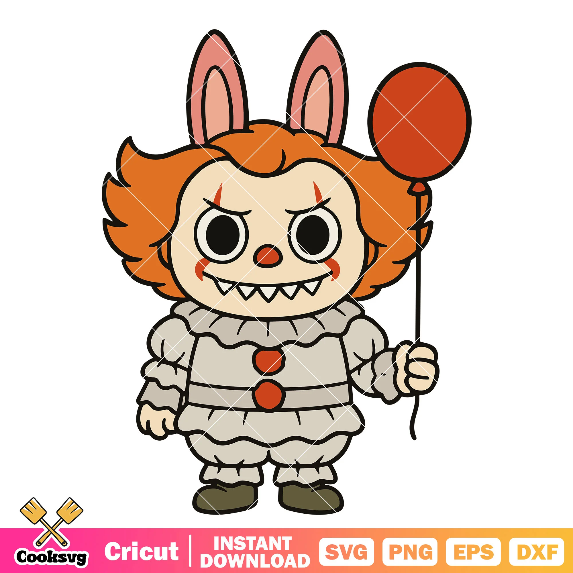 Pennywise labubu costume svg, labubu halloween svg, horror movies svg