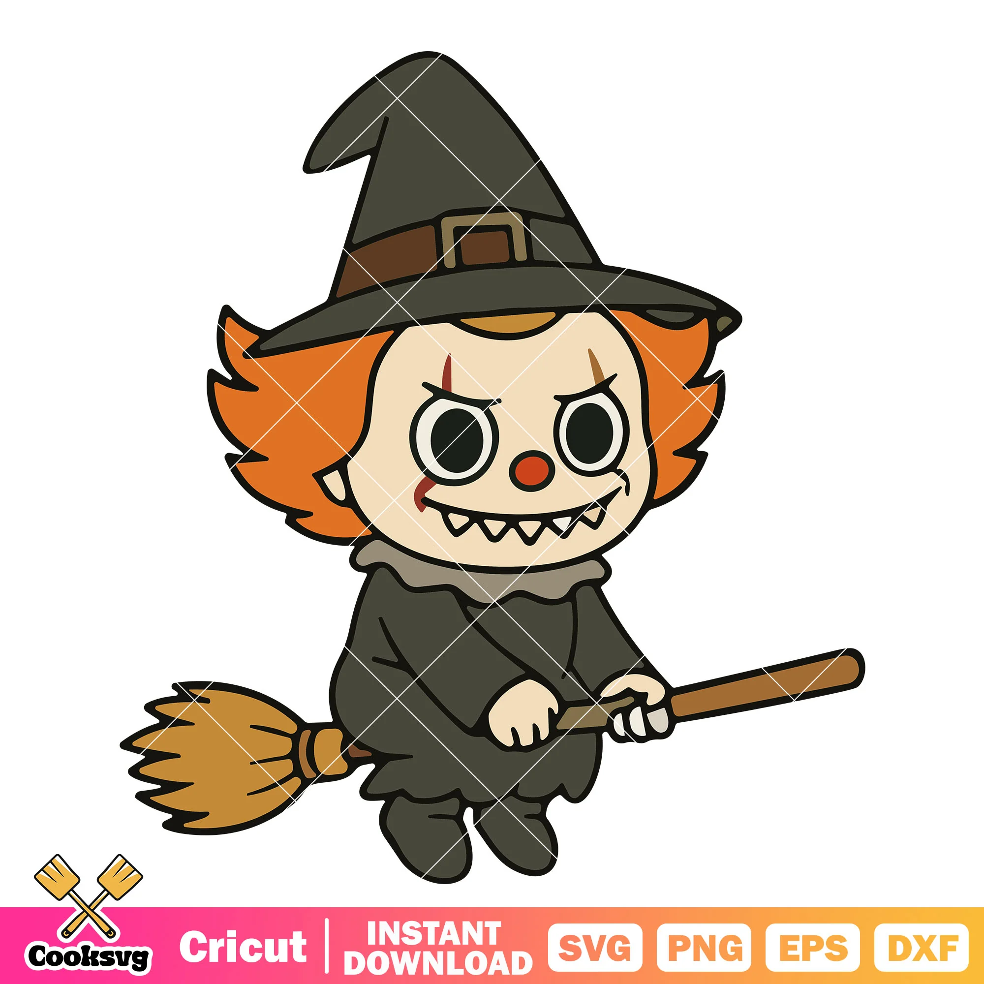 Pennywise labubu witch svg, labubu halloween svg, horror movies svg