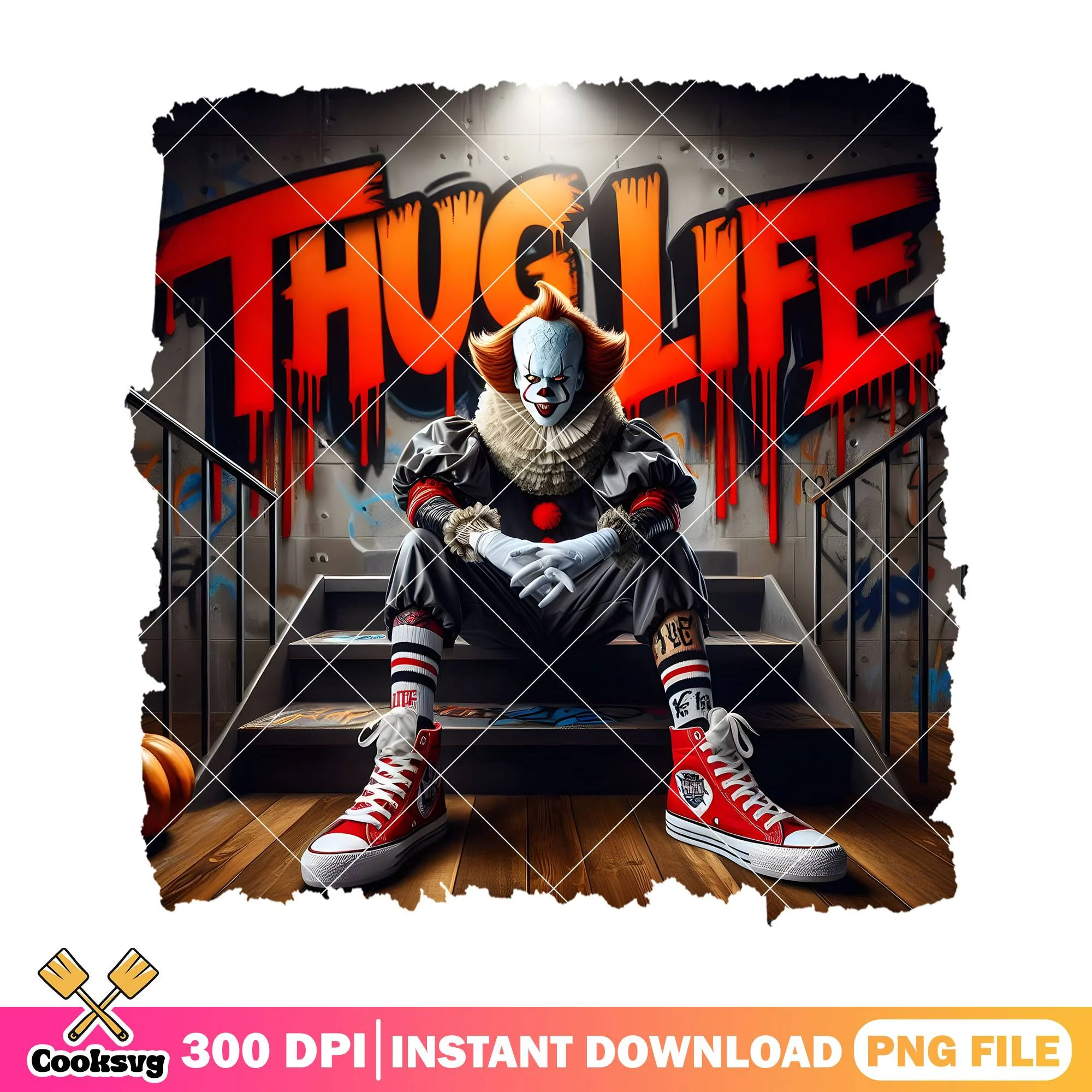Pennywise thug life png, movie pennywise png, pennywise halloween png