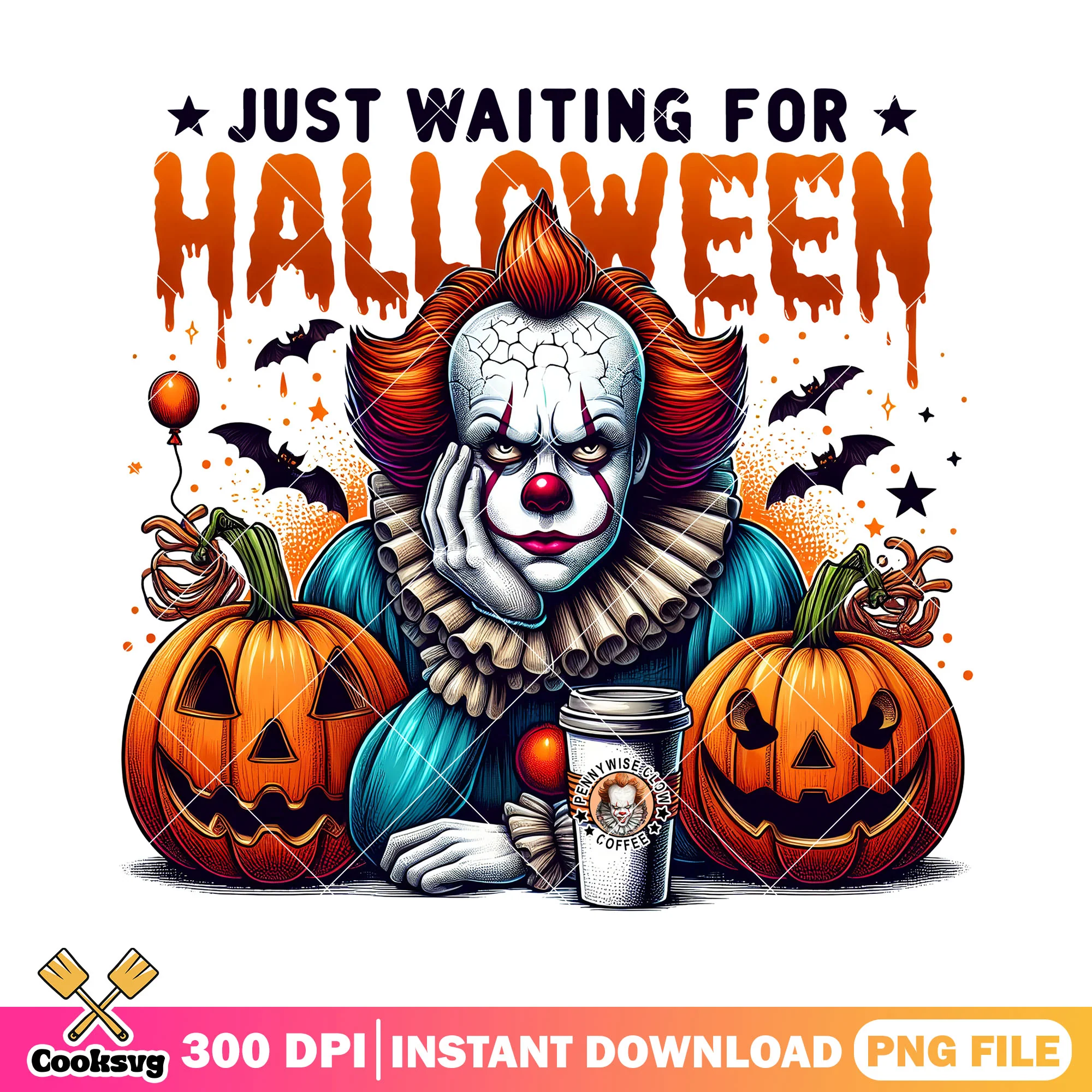 Pennywise with halloween png, halloween horror png, pennywise art png