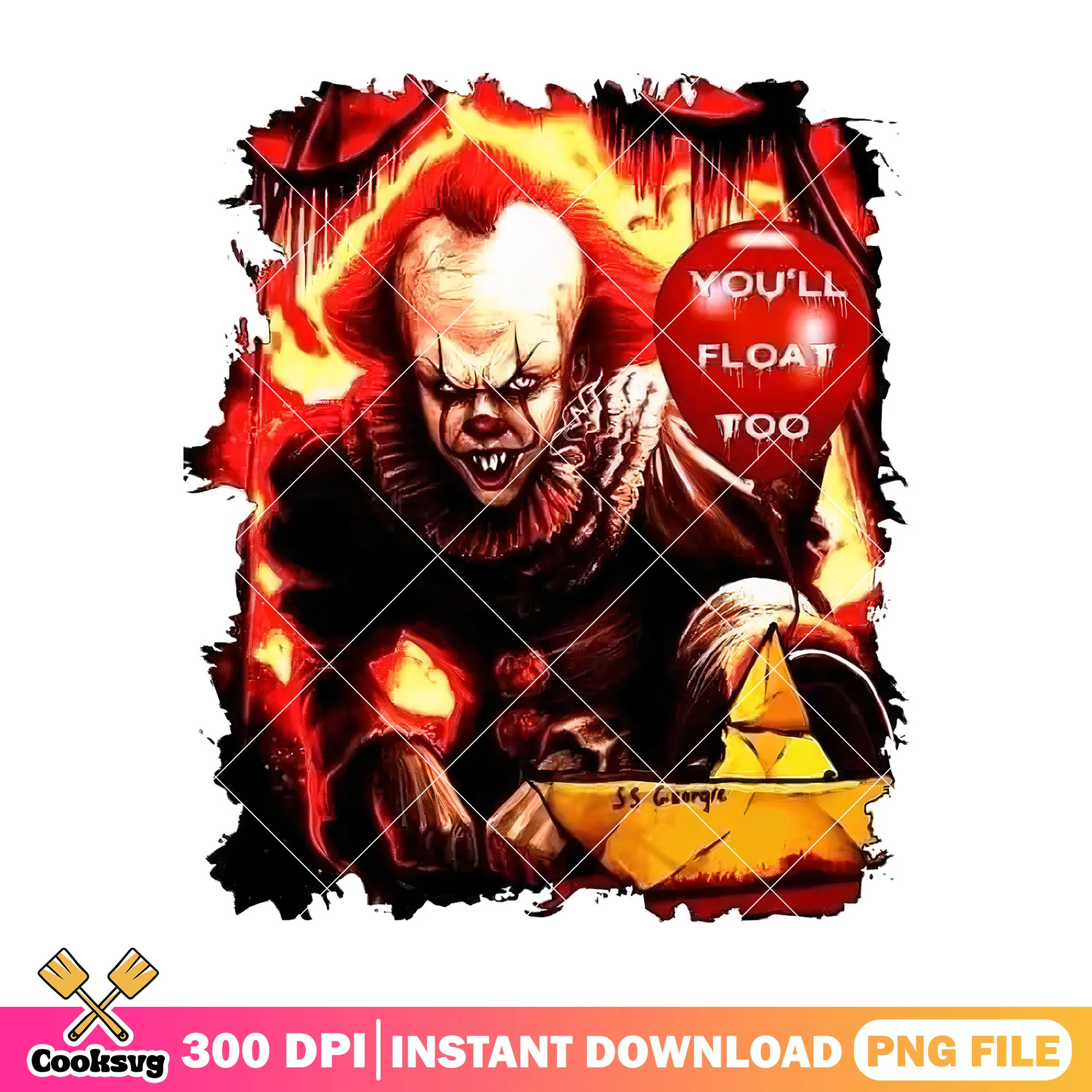 Pennywise you'll float too png, classic horror movies png