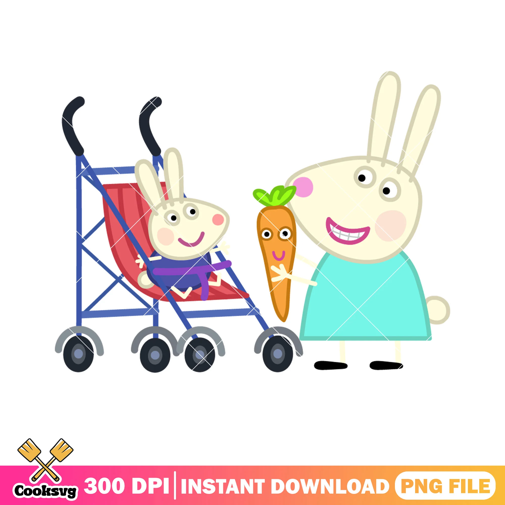 Peppa pig show png, cartoon for kids png, richard rabbit character png