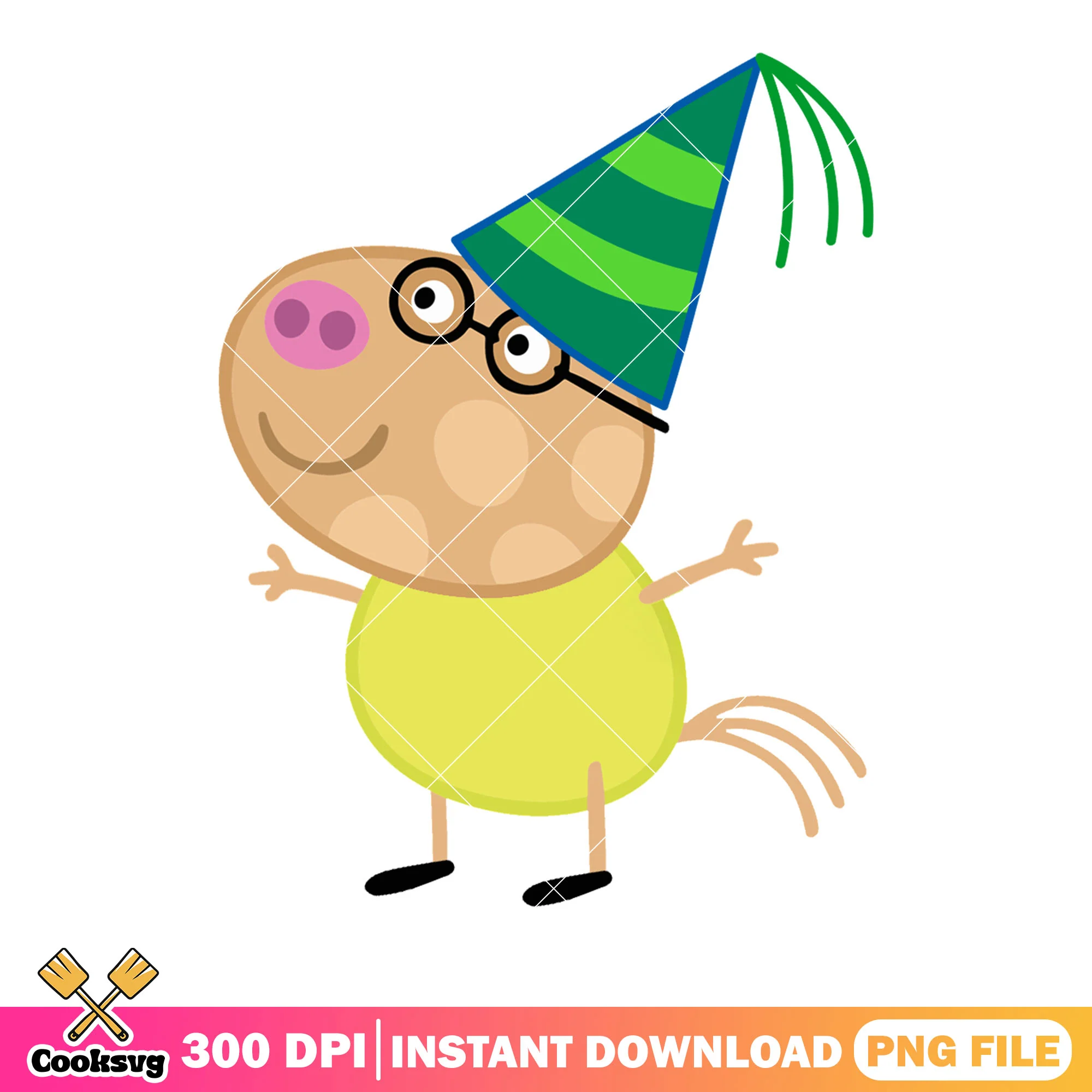 Peppa Richard Rabbit friend png, birthday hat png, kidshows png