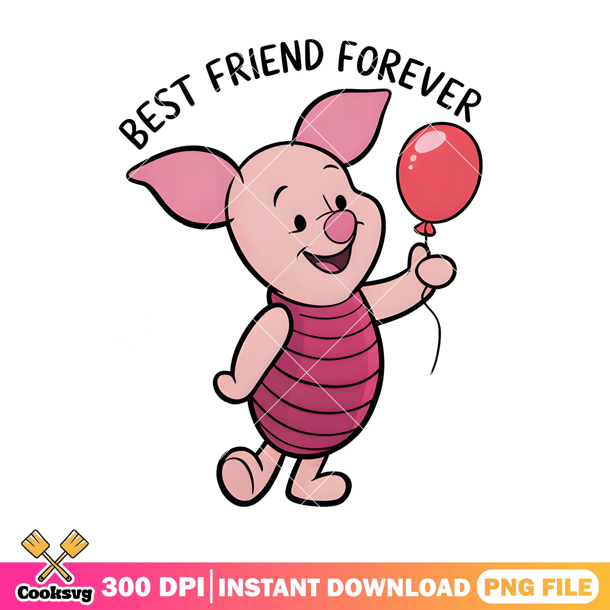 Piglet best friends balloon png, pooh bear png, disney piglet png