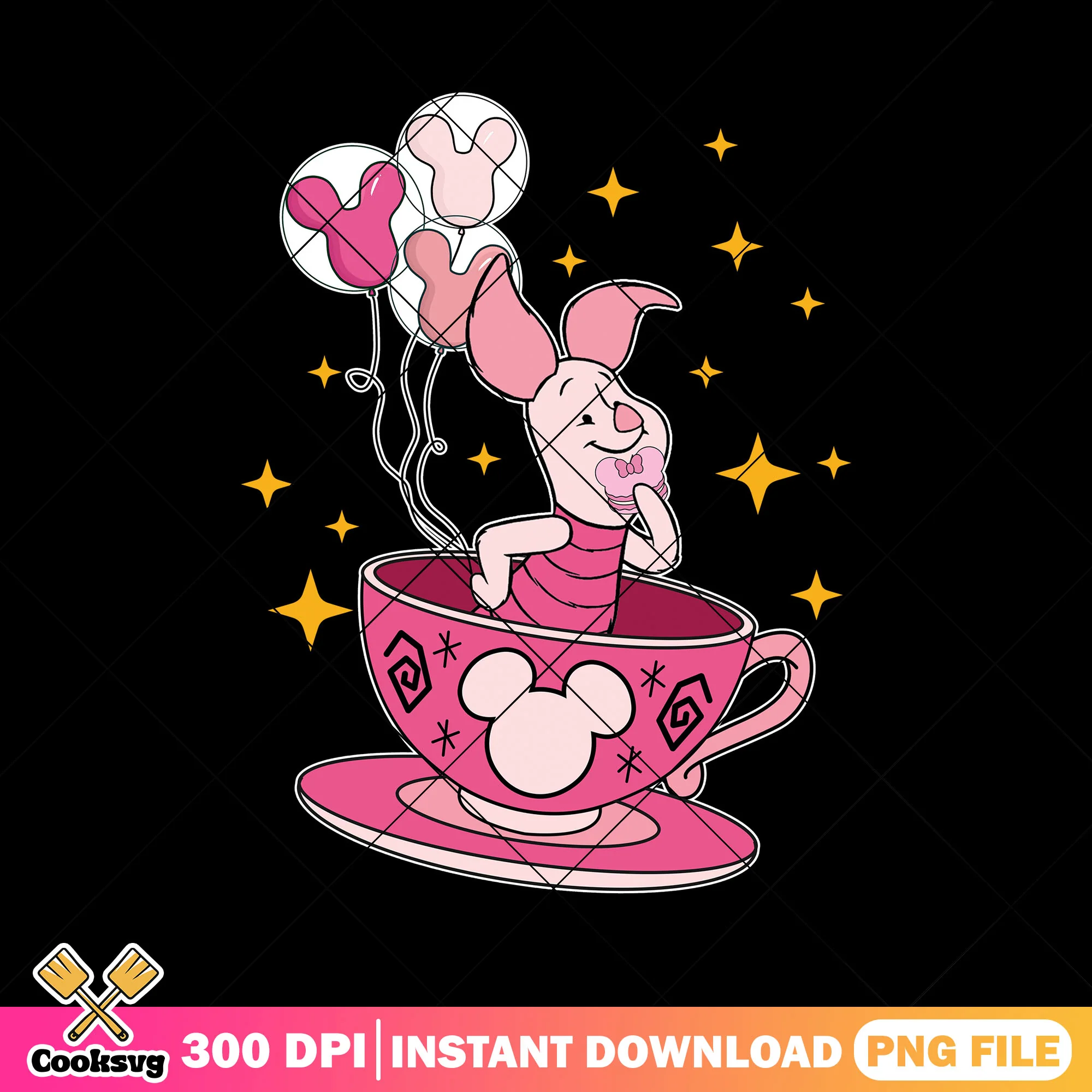 Piglet cup of tea png, piglet pooh png, disney drinks png