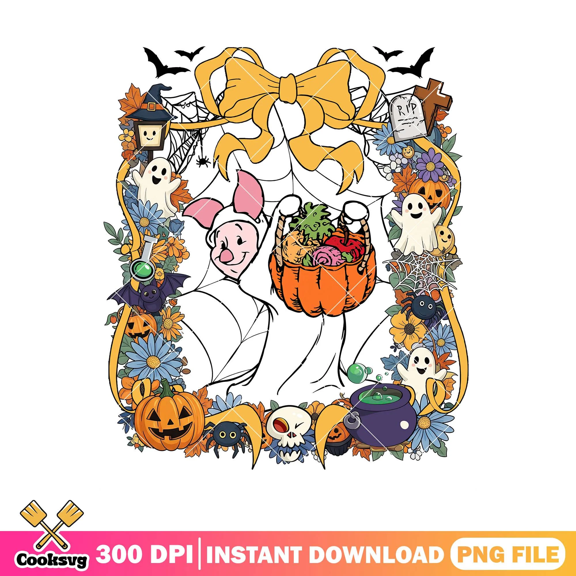 Piglet disney design png, disney piglet png, halloween piglet png