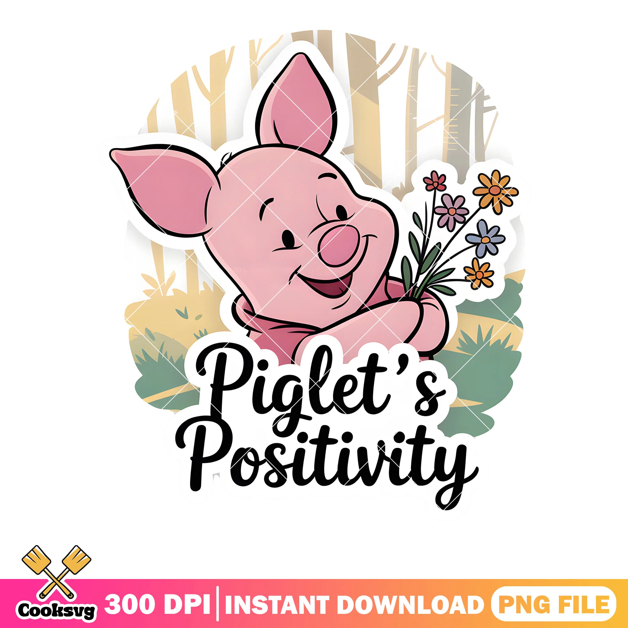 Piglet positivity png, disney piglet png, pooh poster png