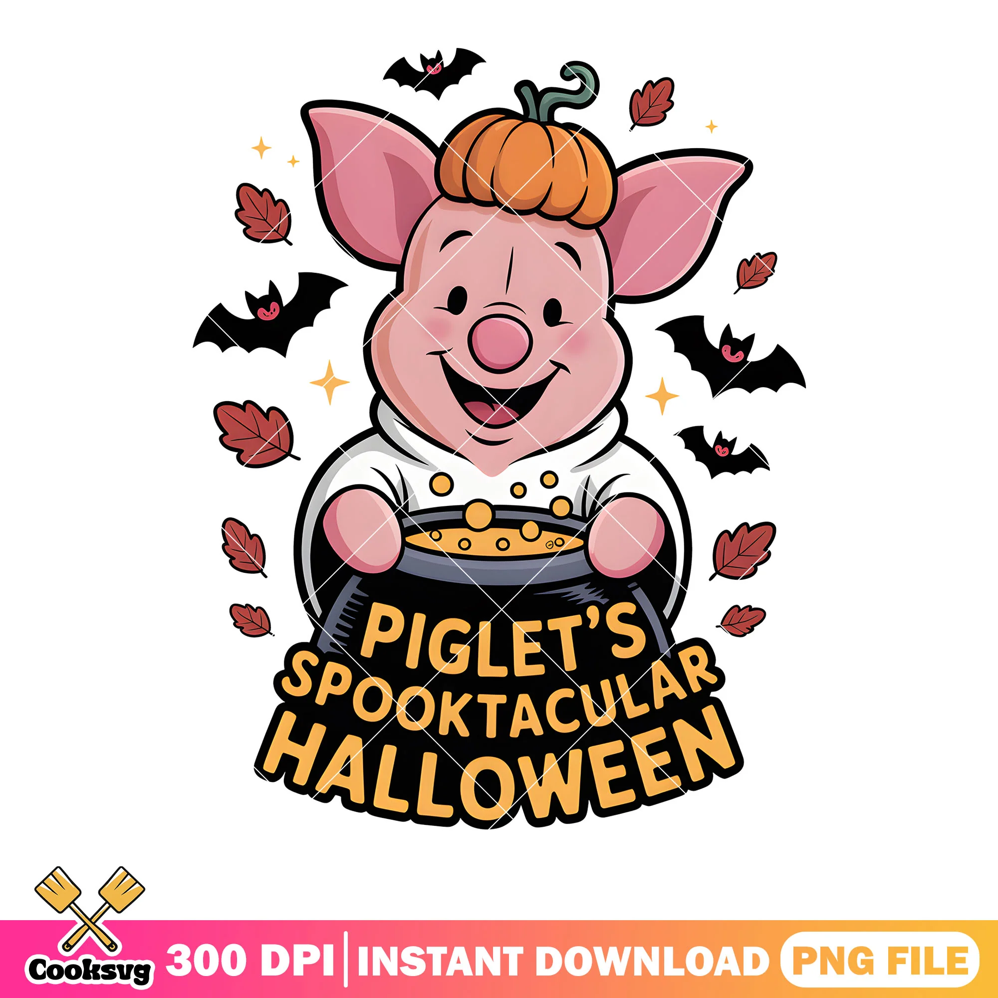 Piglet spooktacular halloween png, trick or treat png, pooh friends png