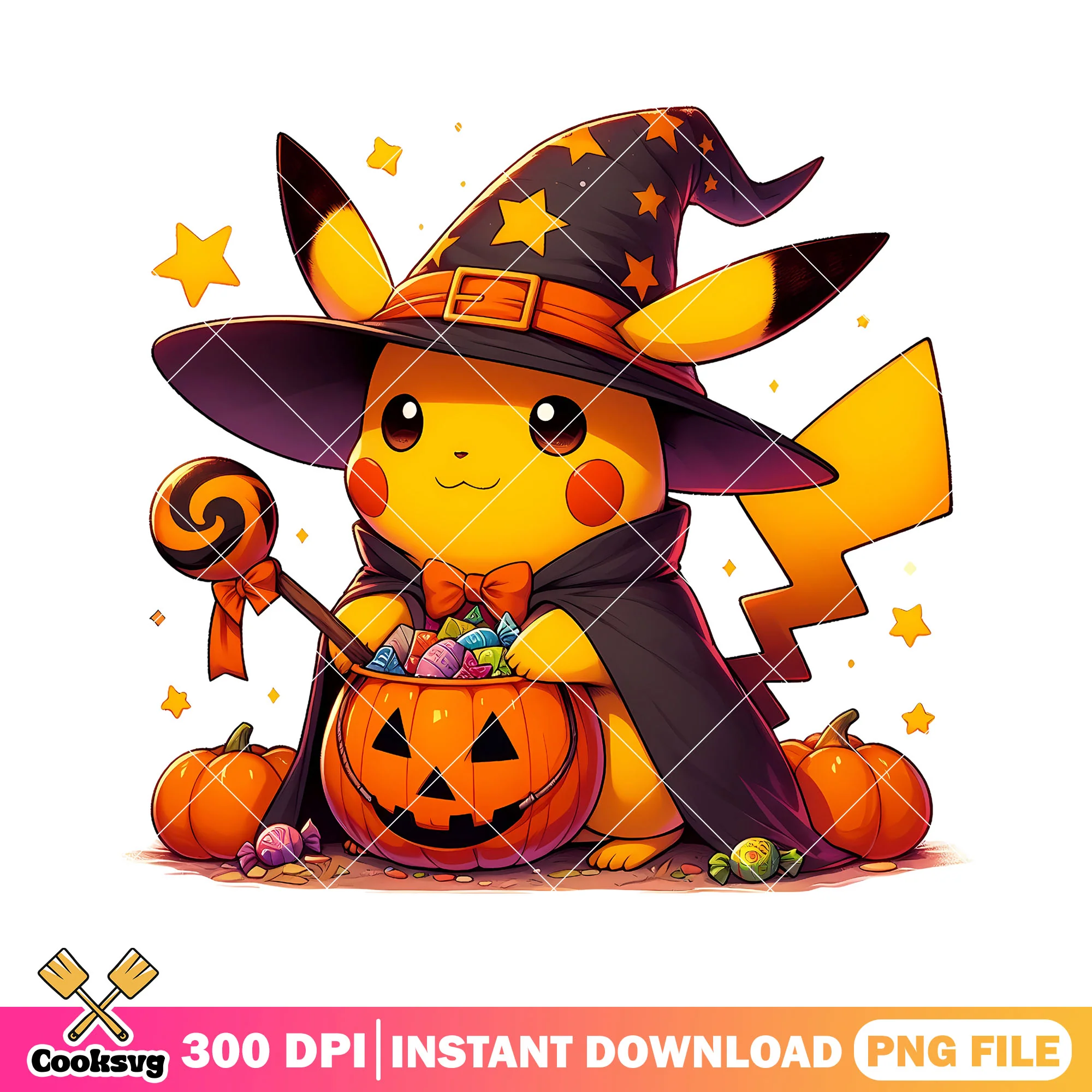 Pikachu Halloween Witch Costume png, halloween customes png