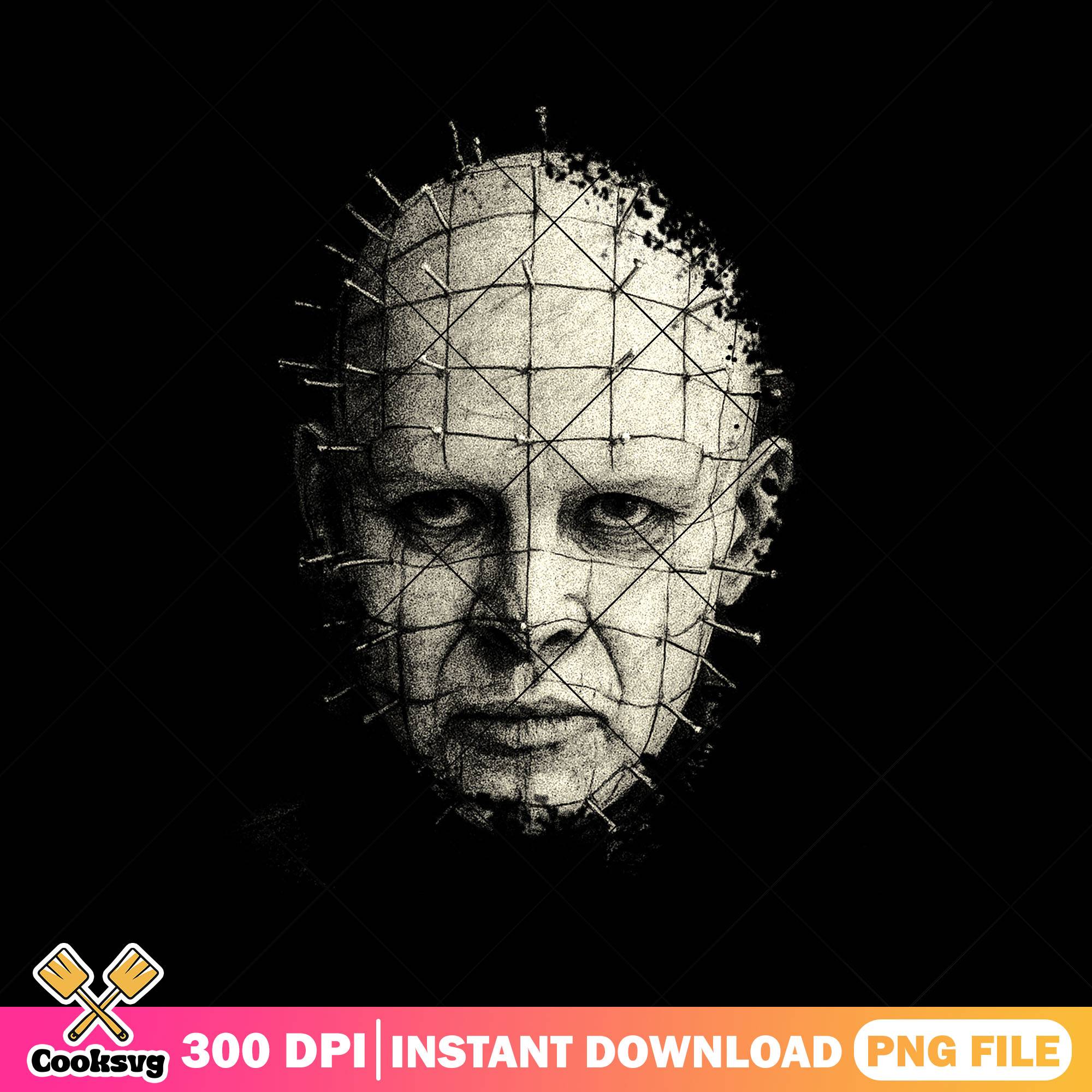 Pinhead file design png, halloween pinhead png, horror pinhead png
