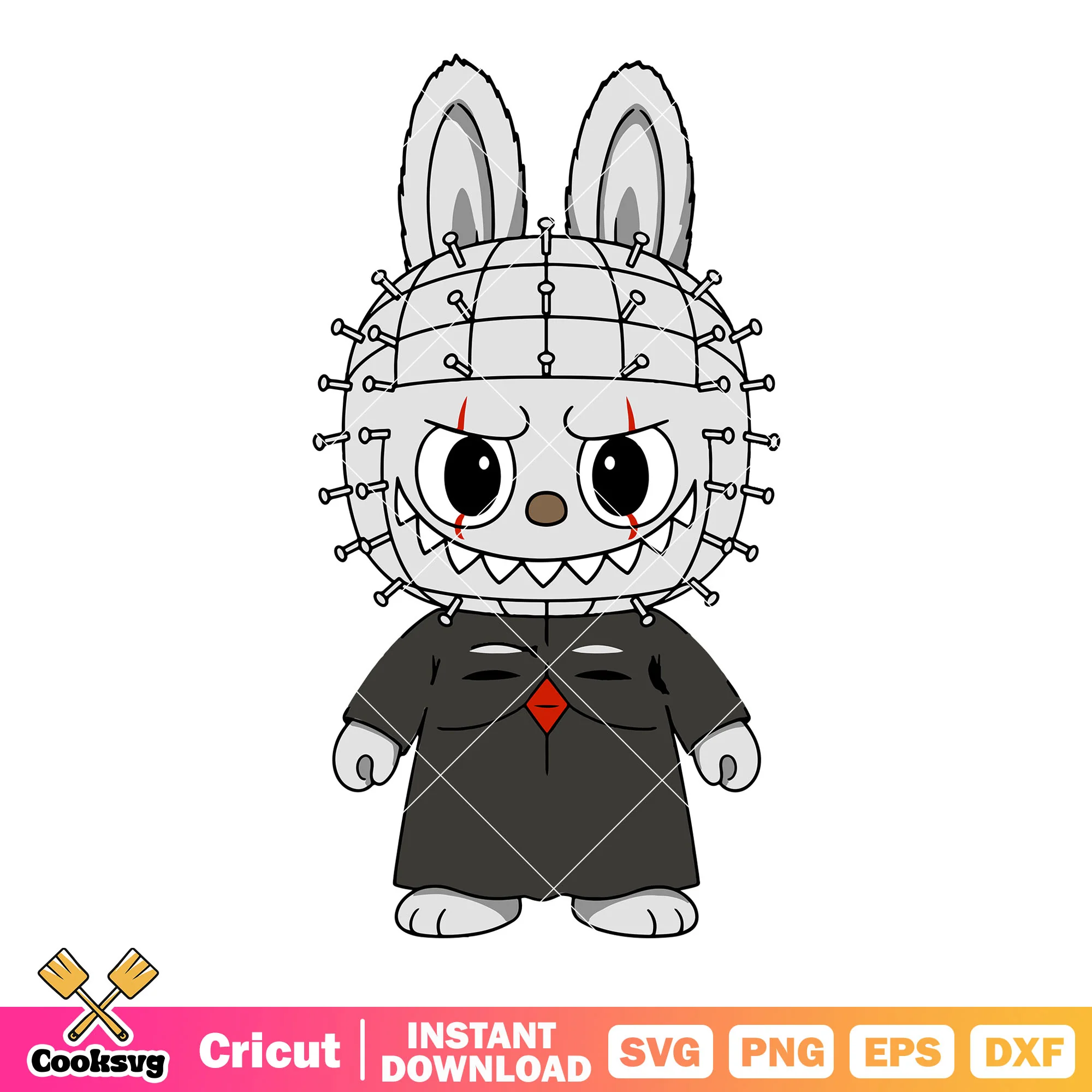 Pinhead labubu costume svg, horror pinhead svg, halloween labubu svg