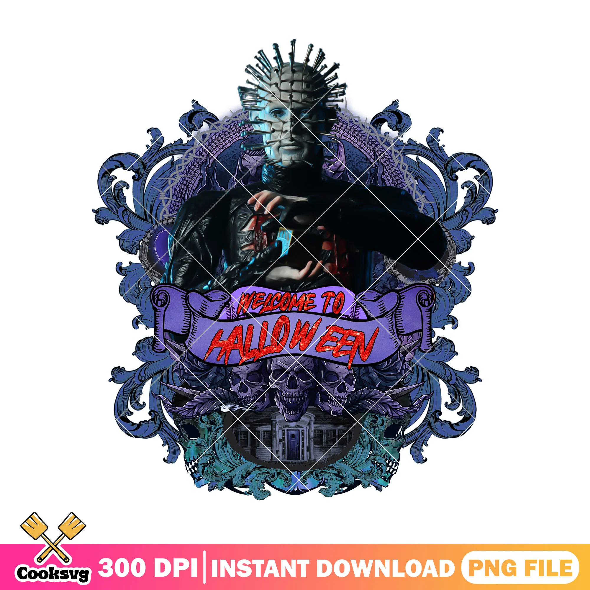 Pinhead welcome to halloween png, scary films png, halloween png