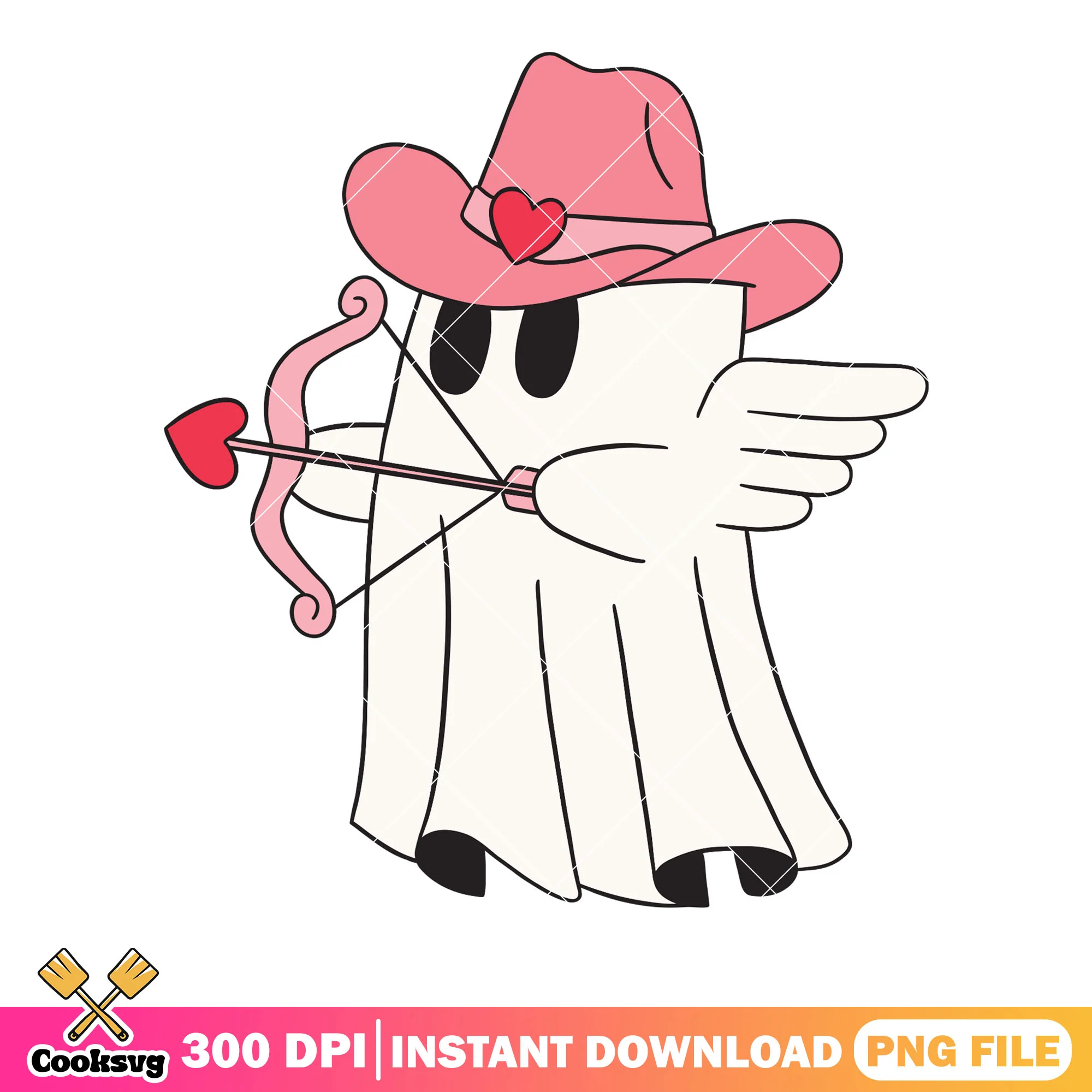 Pink bow cupid cow boy hat png, ghost costume png, halloween scary png