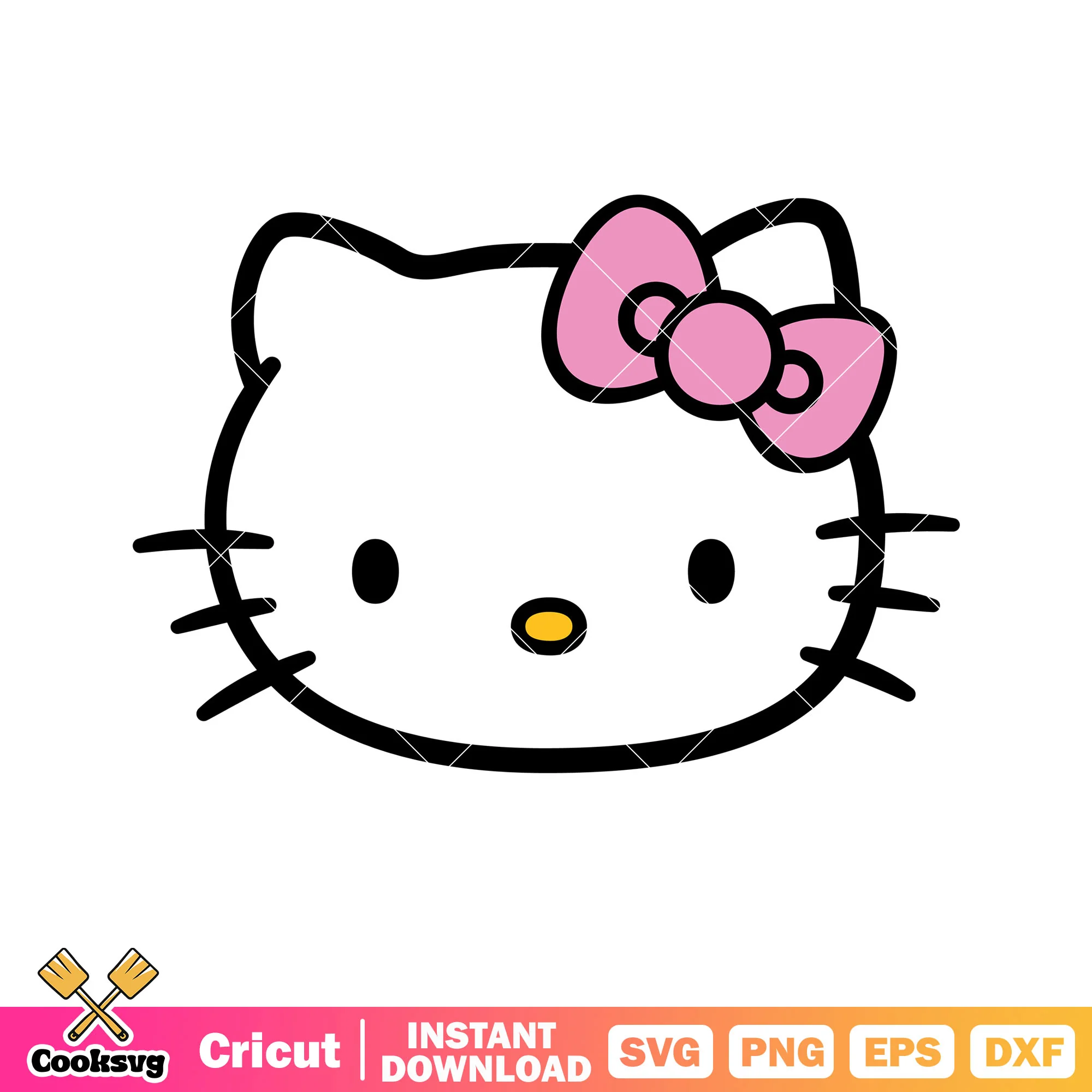 Pink bow tie hello kitty svg file, pink hello kitty svg