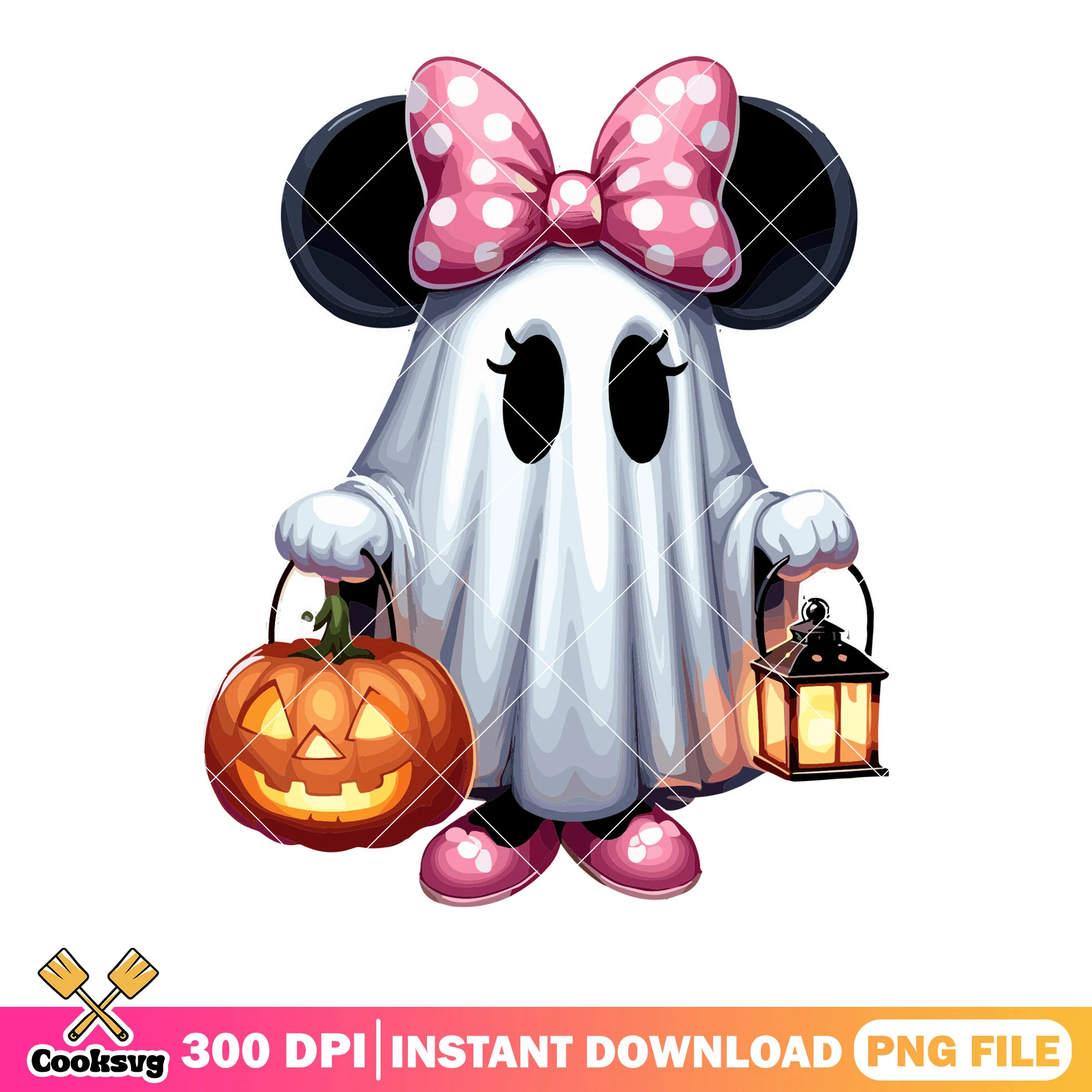 Pink bow tie Minnie mouse png, jack o lantern png, halloween scary png