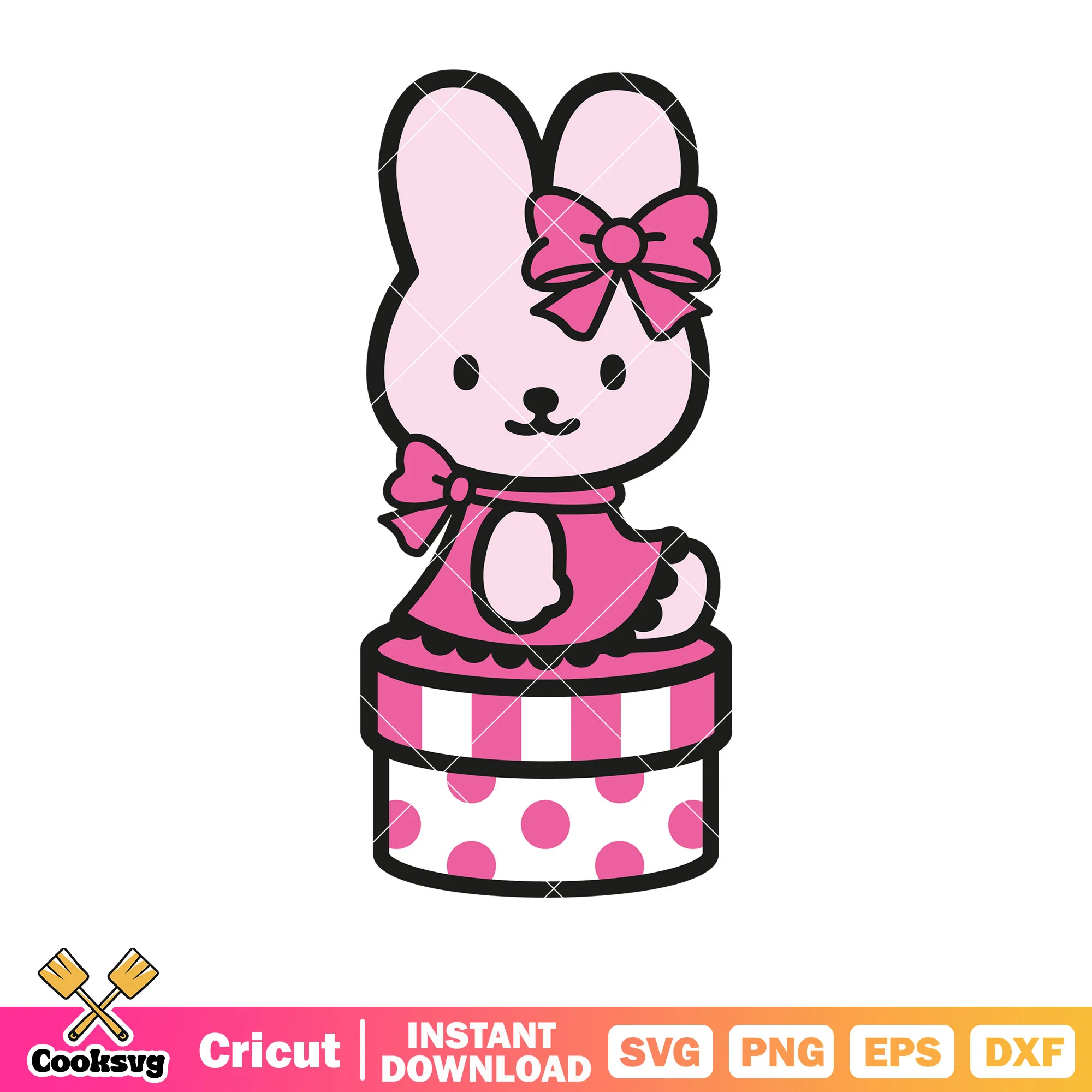 Pink bunny of hello kitty svg, hello kitty bunny friend svg