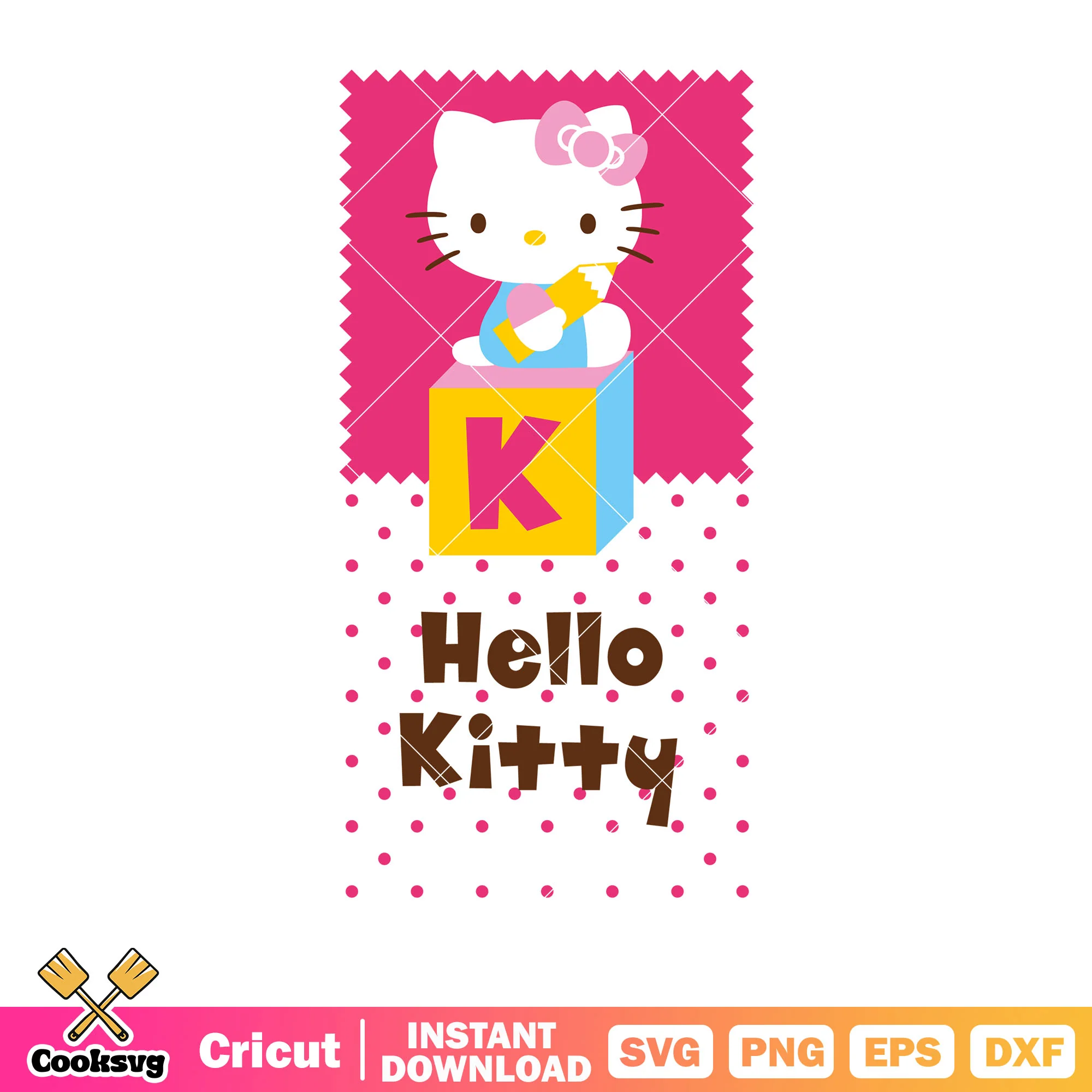 Pink hello kitty and k alphabet svg, pink hello kitty svg