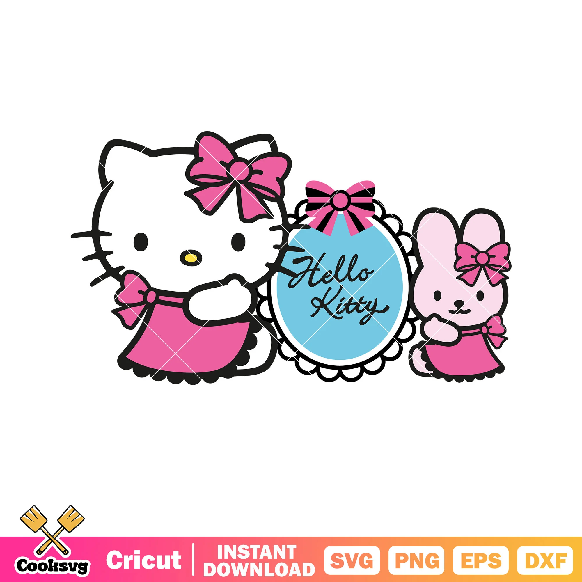 Pink hello kitty and mirror svg, hello kitty mirror svg