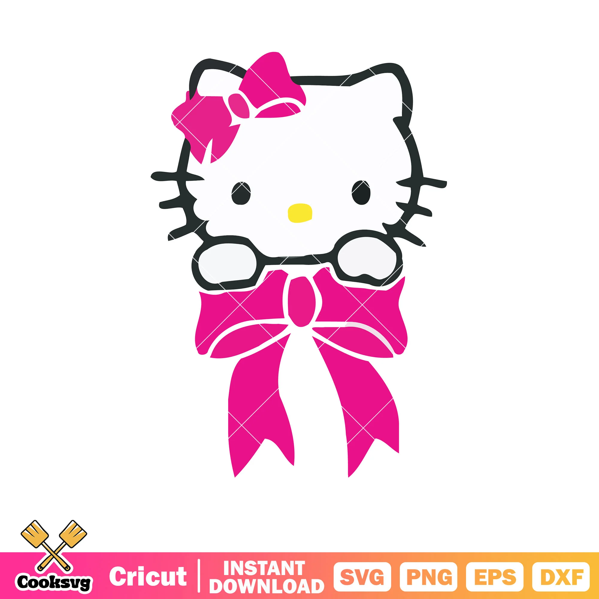 Pink hello kitty huge bow tie svg, pink hello kitty svg