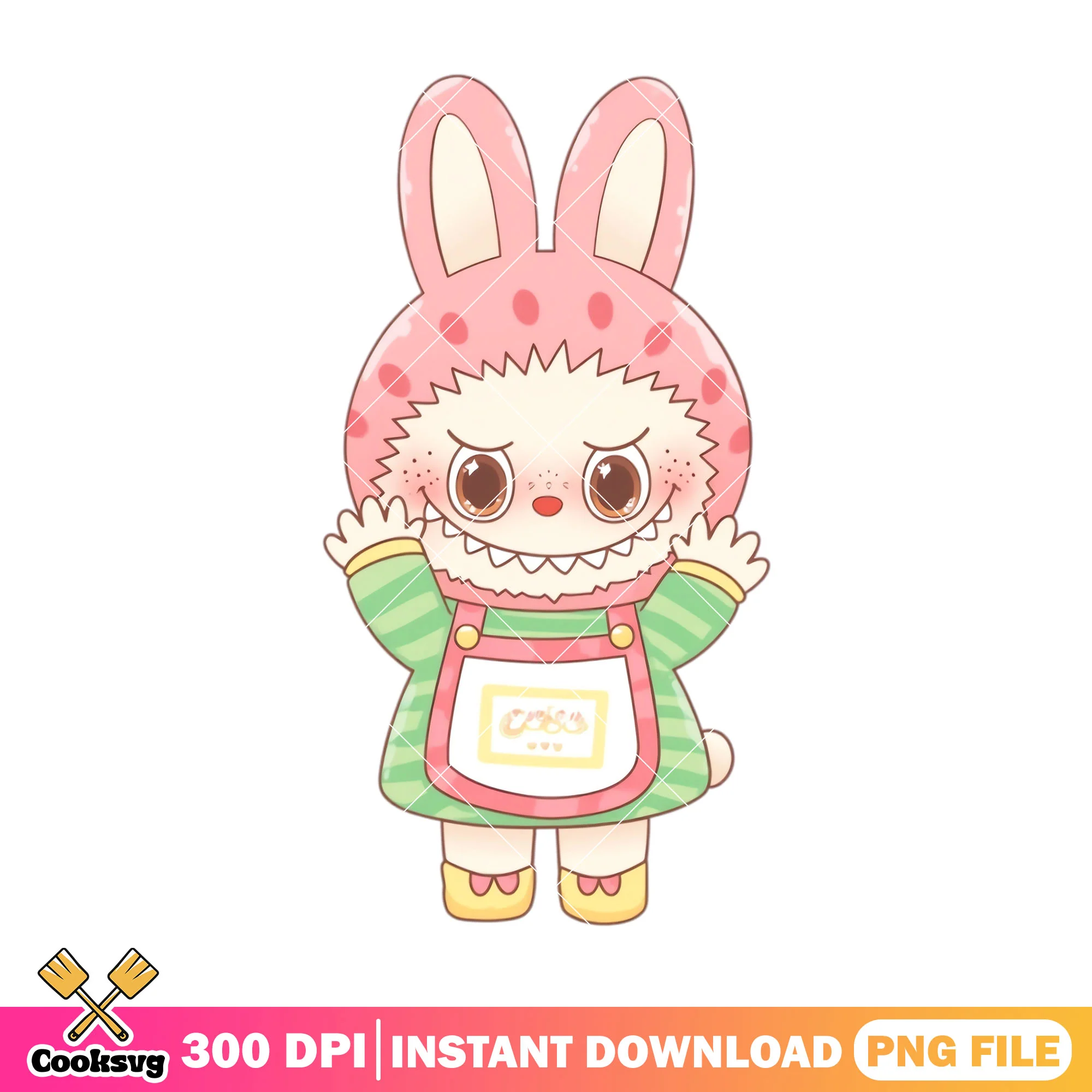 Pink labubu monster design png, labubu pink png, labubu standing png