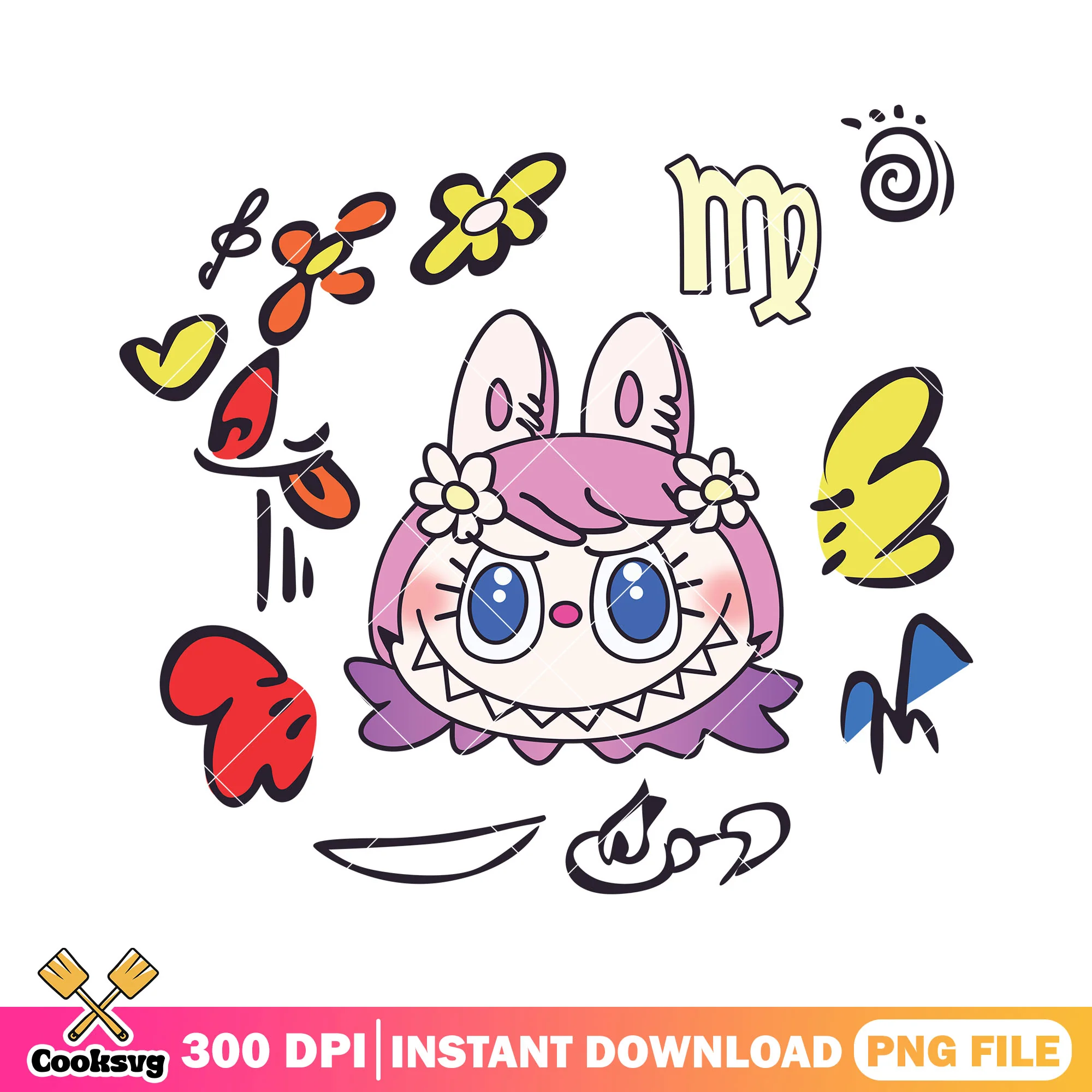 Pink Labubu monster head png, labubu head png, labubu dolls png