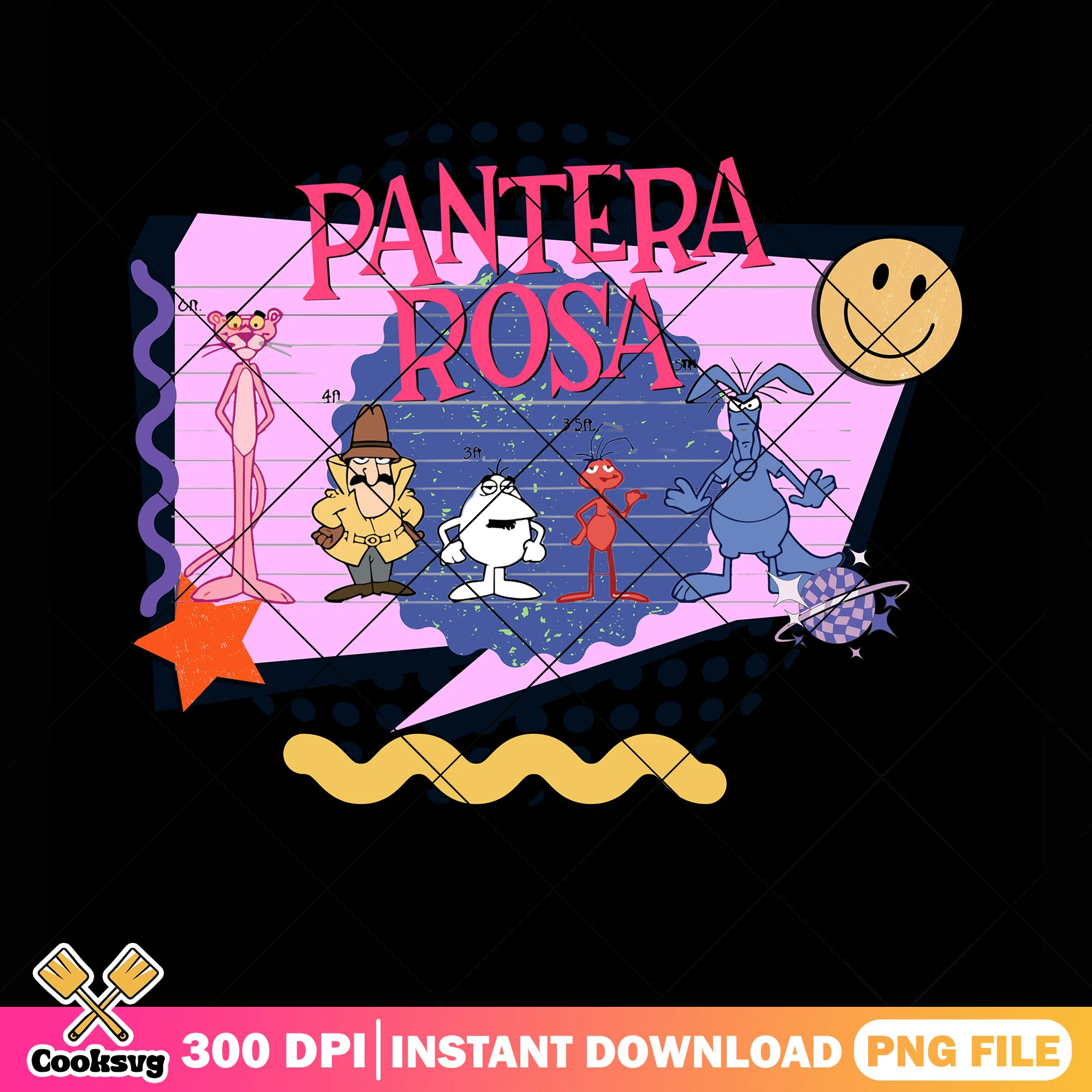Pink panther cast charater png, pantera rosa png, smile icon png
