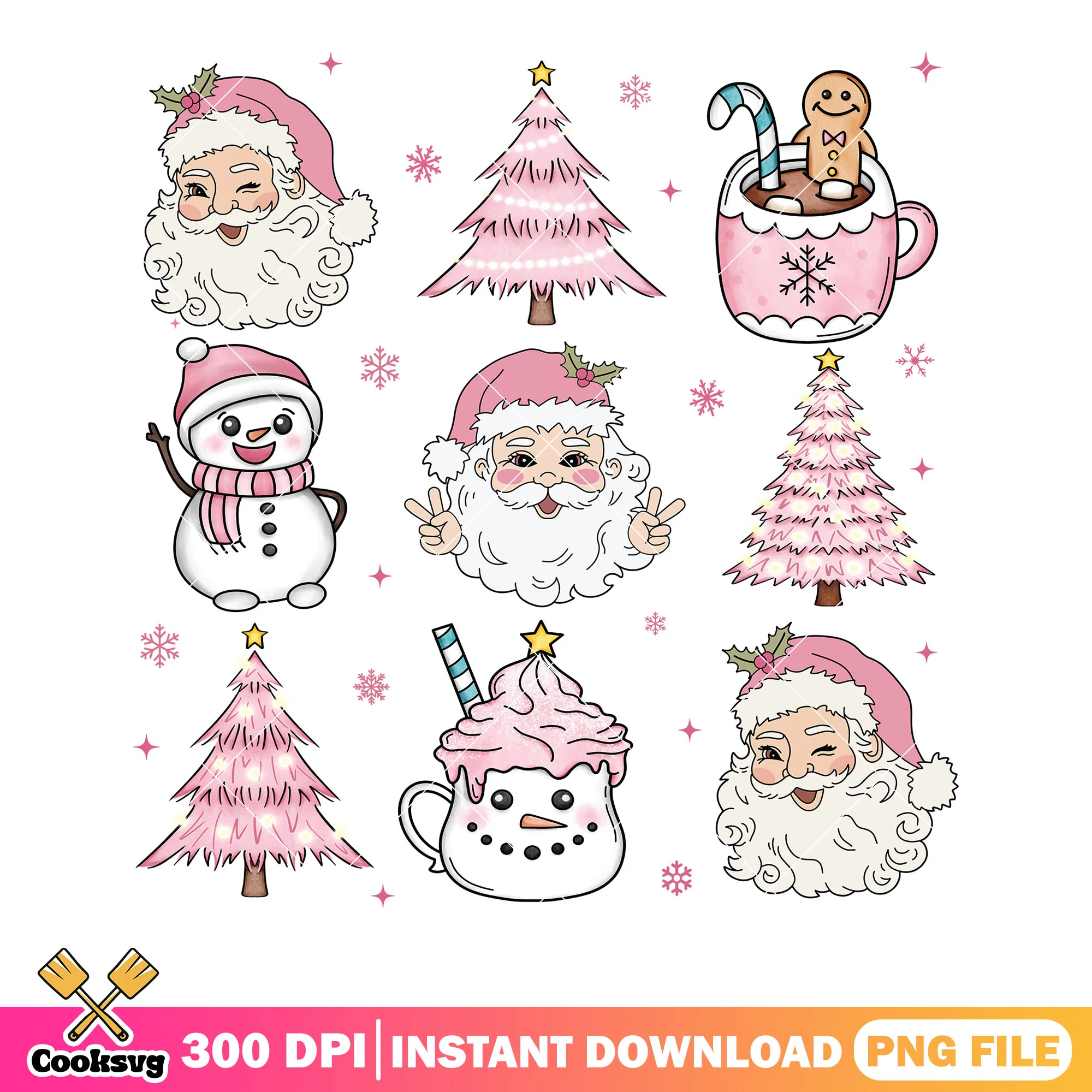 Pink santa christmas png, christmas cards png, santa claus png