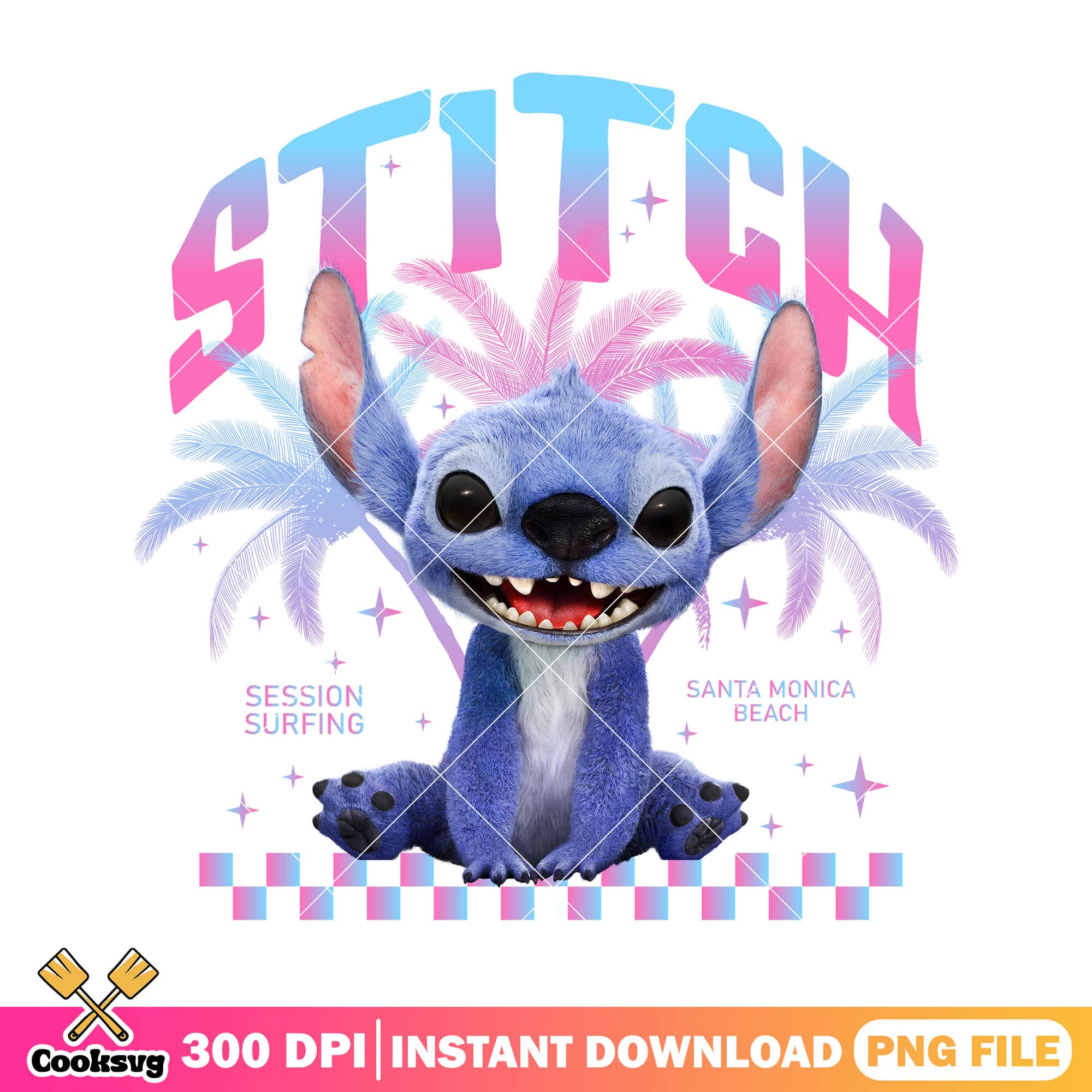 Pink stitch session surfing png, stitch vibes png, cute stitch png