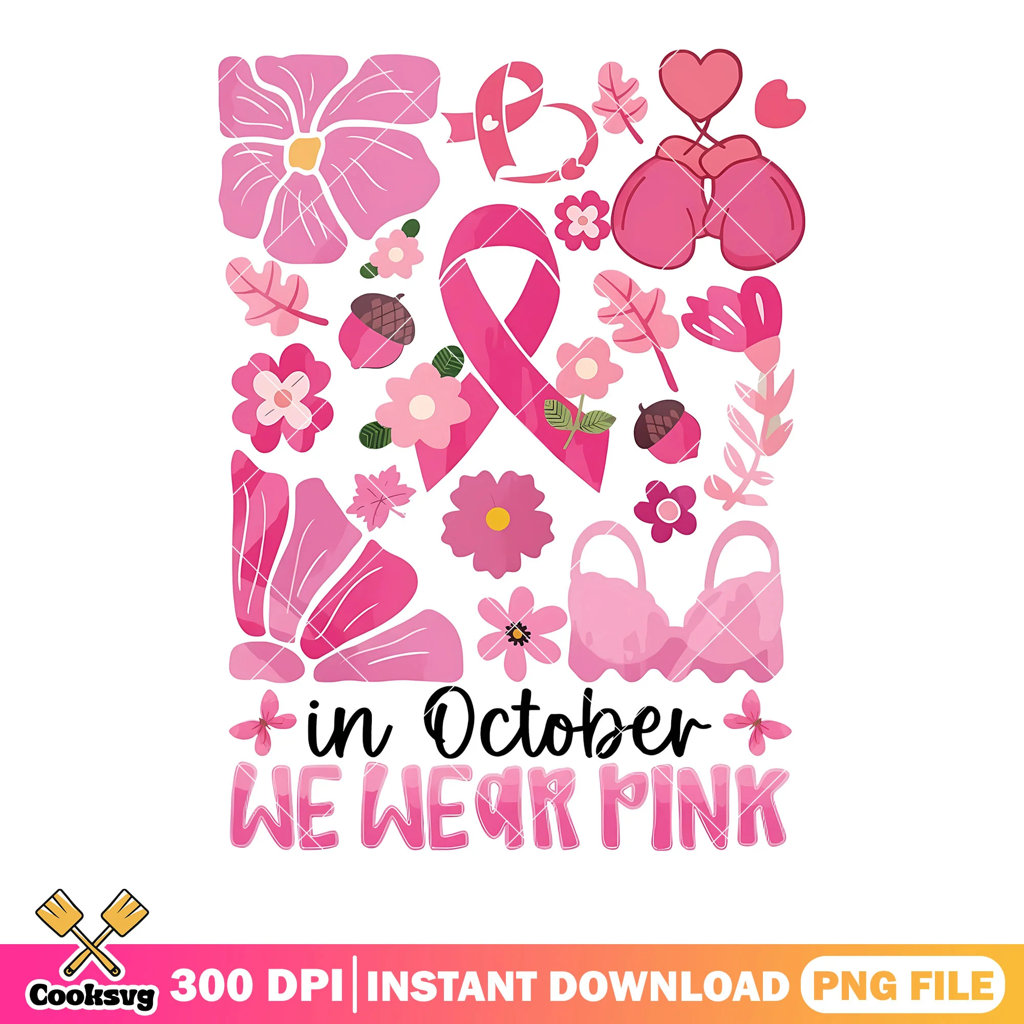 PInk stuff in october png, in october we wear pink png, pink flower png