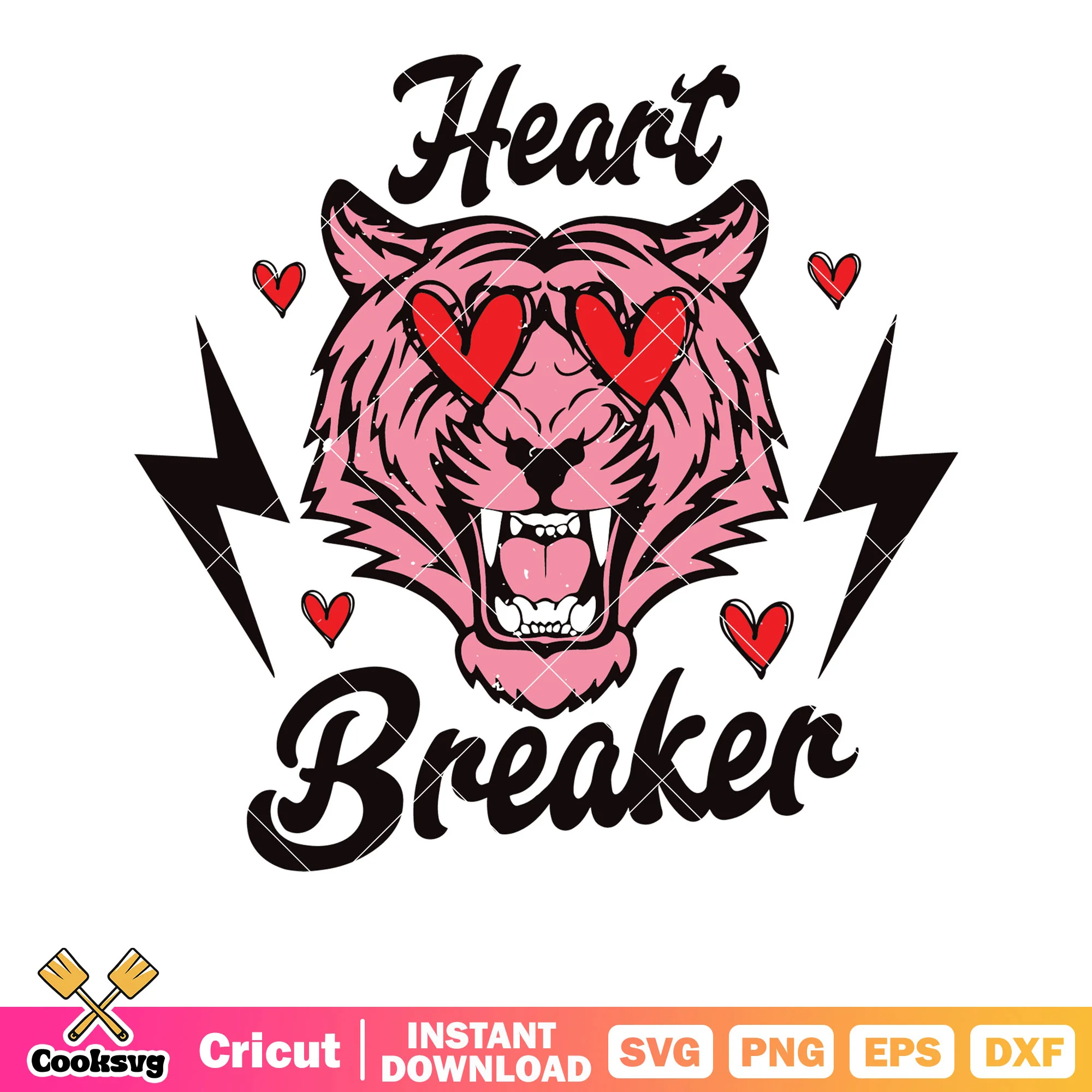 Pink tiger heart breaker svg, heart breaker svg, pink valentine svg