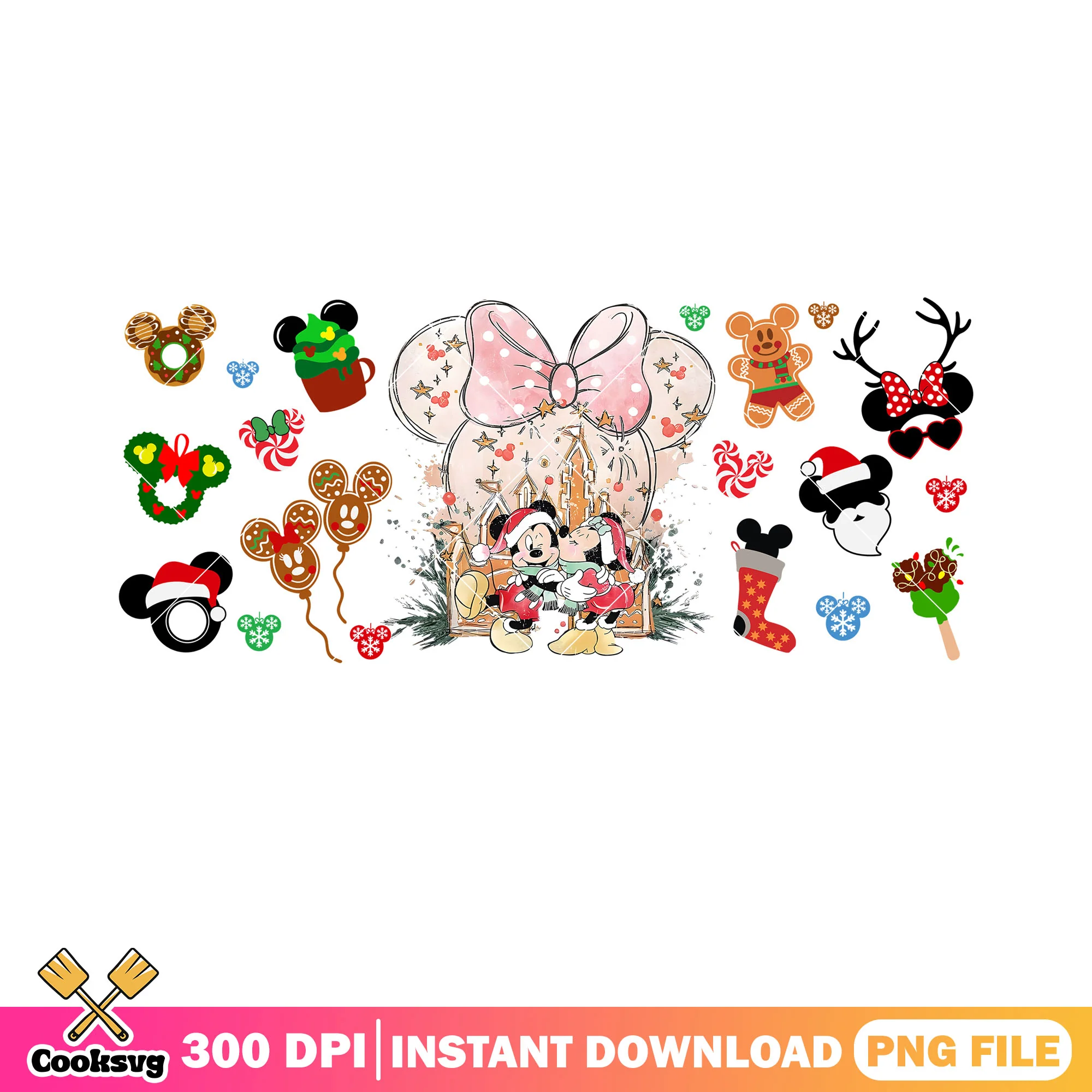 Pinky christmas kiss png, minnie mouse png, disney christmas png