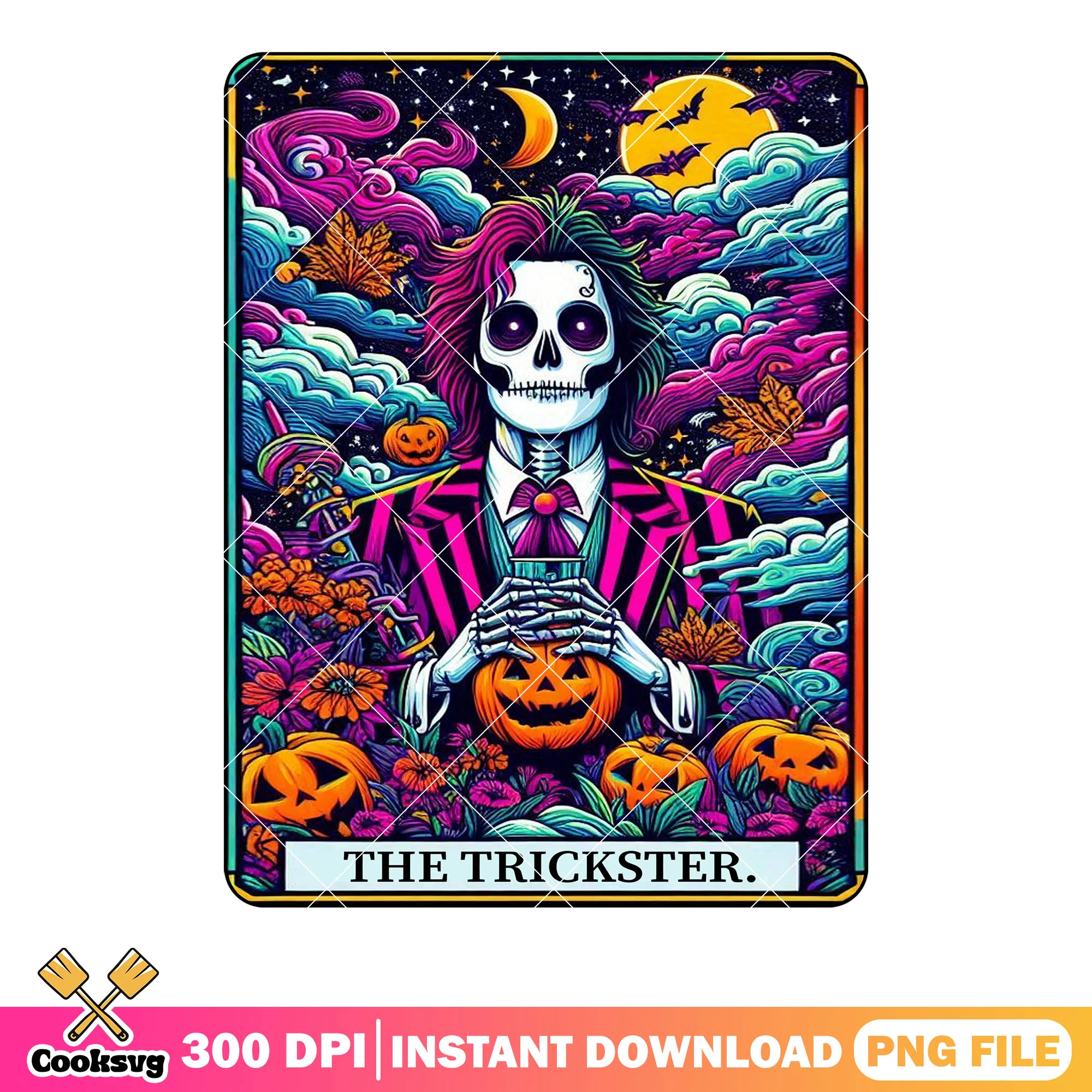 Pinstripe suit skeleton png, wicker pumpkin png, halloween night png