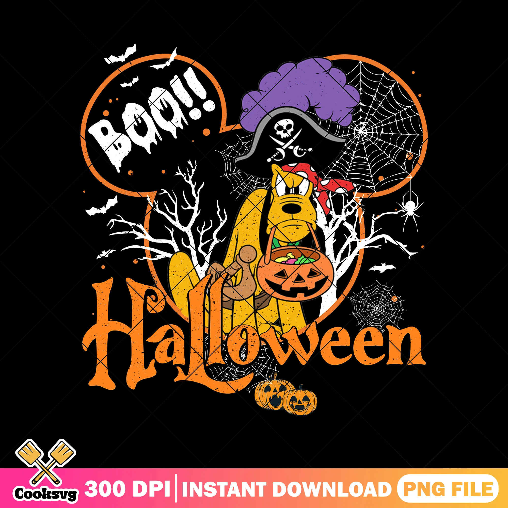 Pirate costume pluto png, pluto happy png, halloween font png
