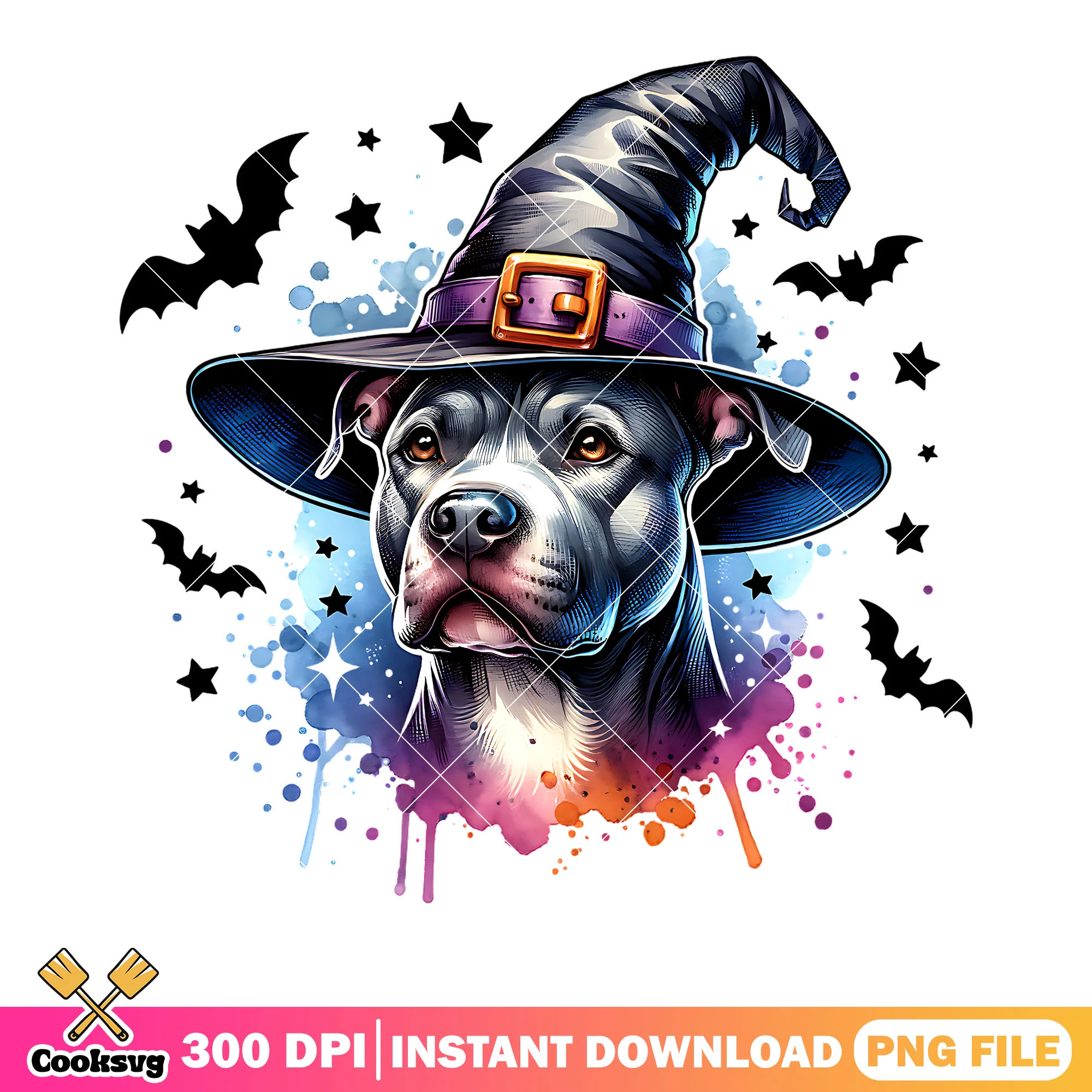 Pitbull the witch png, scary bats png, scary halloween png
