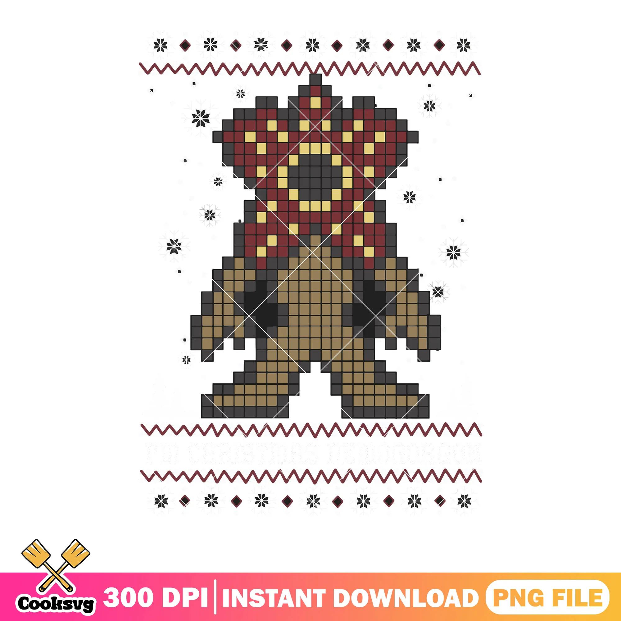 Pixel christmas demogorgon png, stranger things png, christmas vibes png