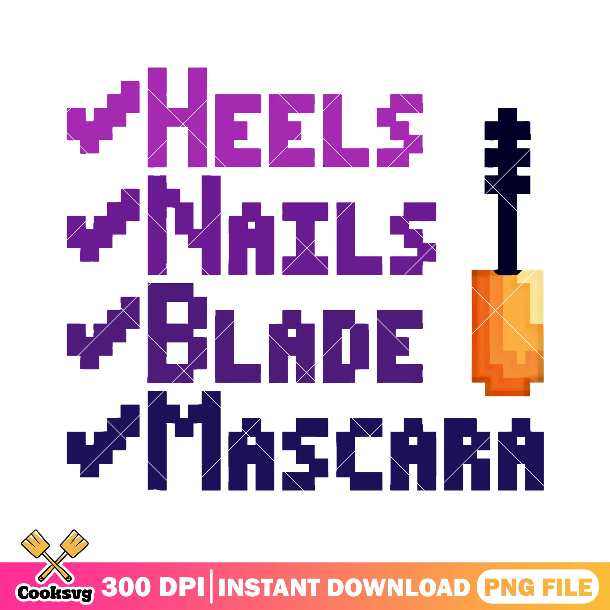Pixel Heels nails blade mascara png, huntrix girl png, funny quotes png