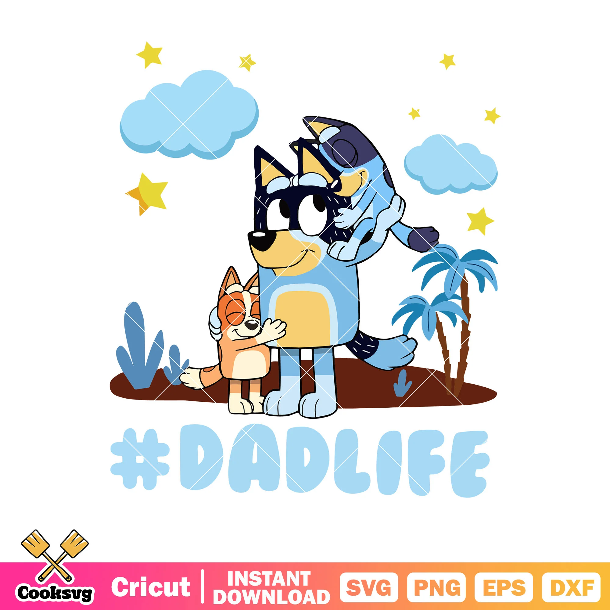 Play summer time bluey dadlife svg, happy bluey svg, bluey family svg