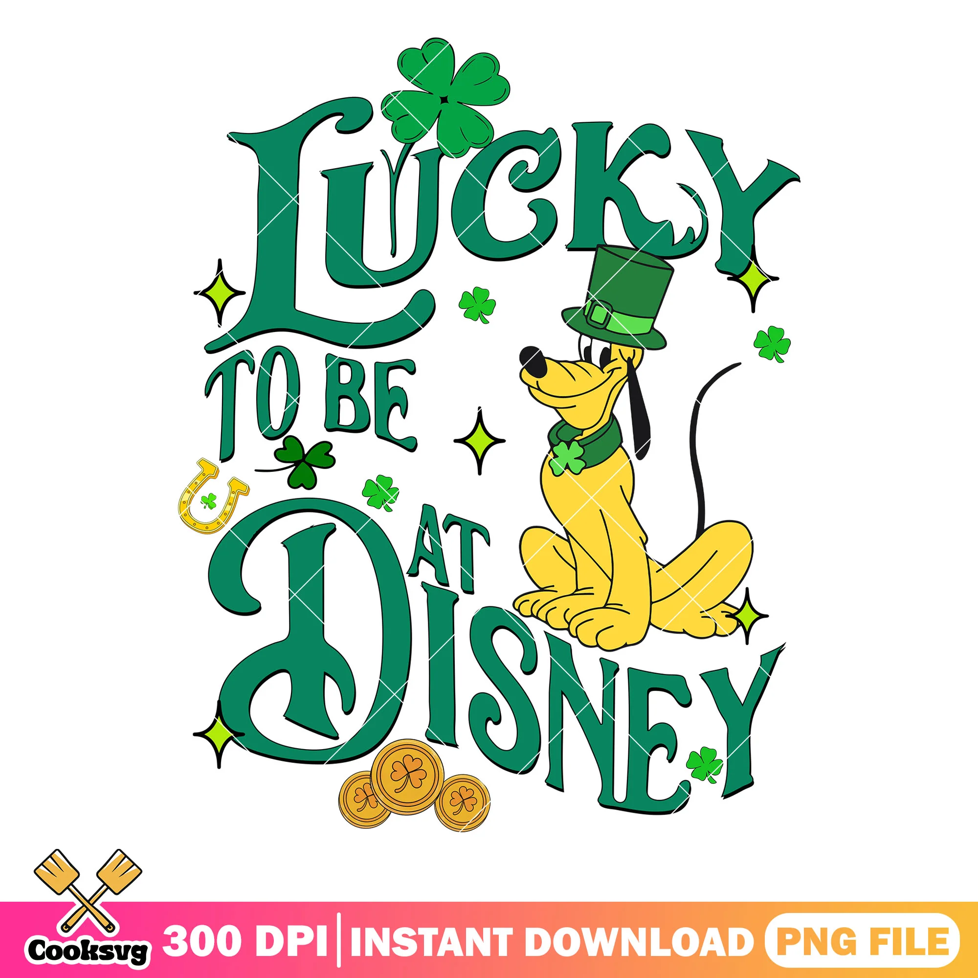 Pluto dog lucky to be at disney png, disney st patricks day png