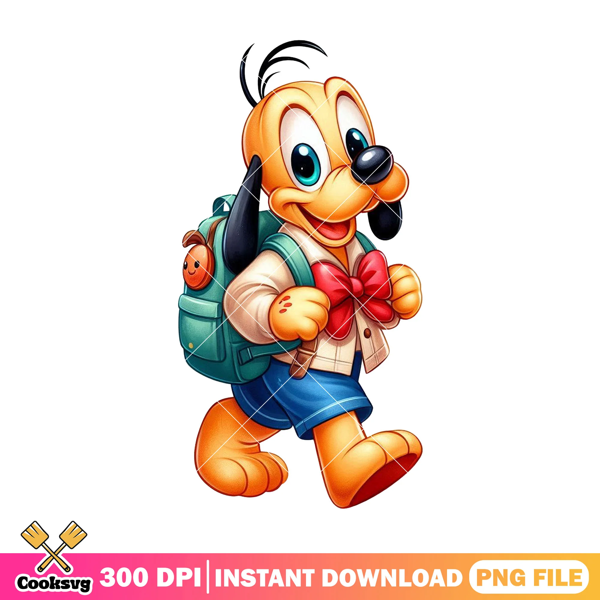 Pluto going school png, going back to school png, disney cartoon png