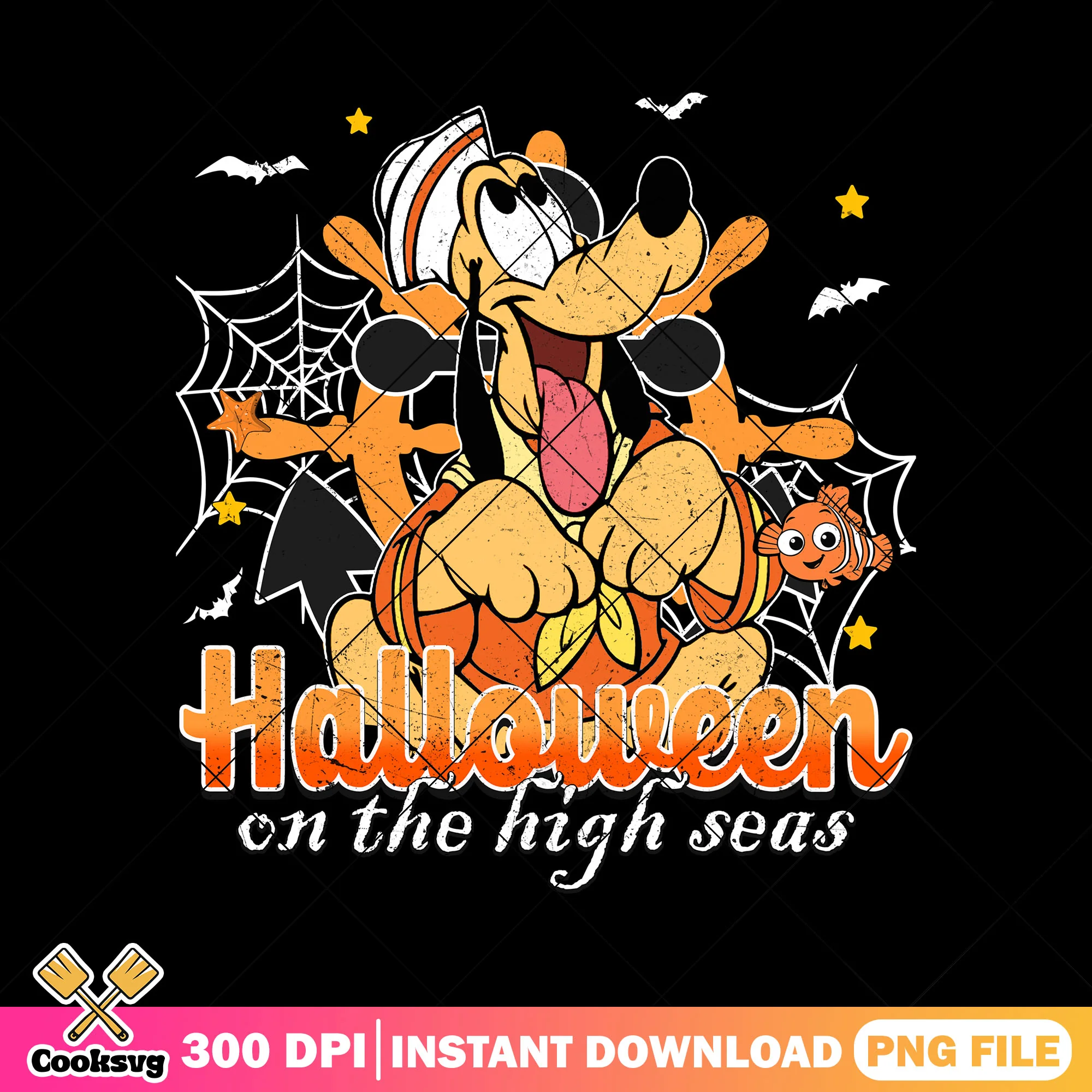 Pluto on the high seas png, horror disney png, halloween mickey png